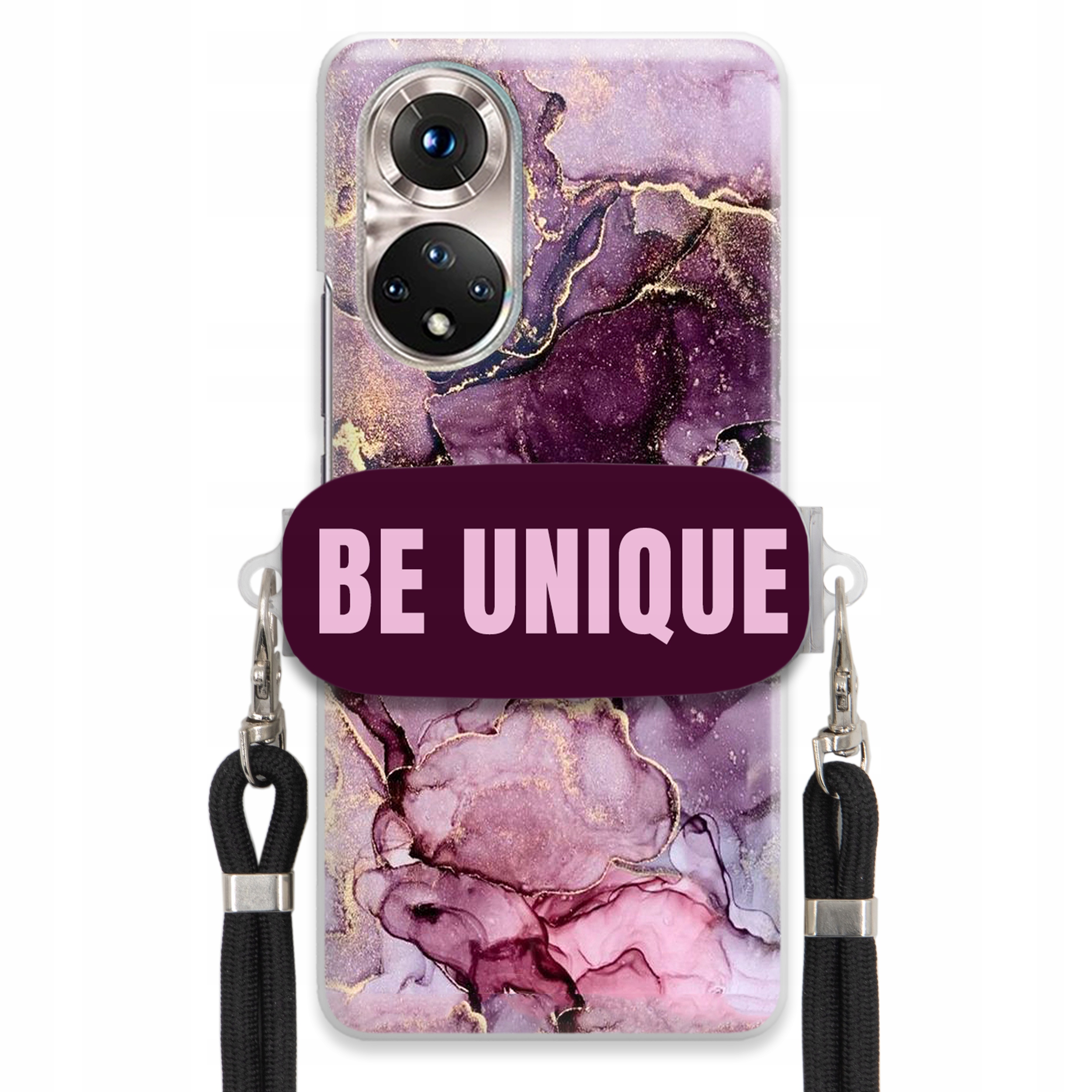 Prémiové puzdro pre Huawei Nova 9 Case Uchywt Šnúrka Čierna Fialová Mramor