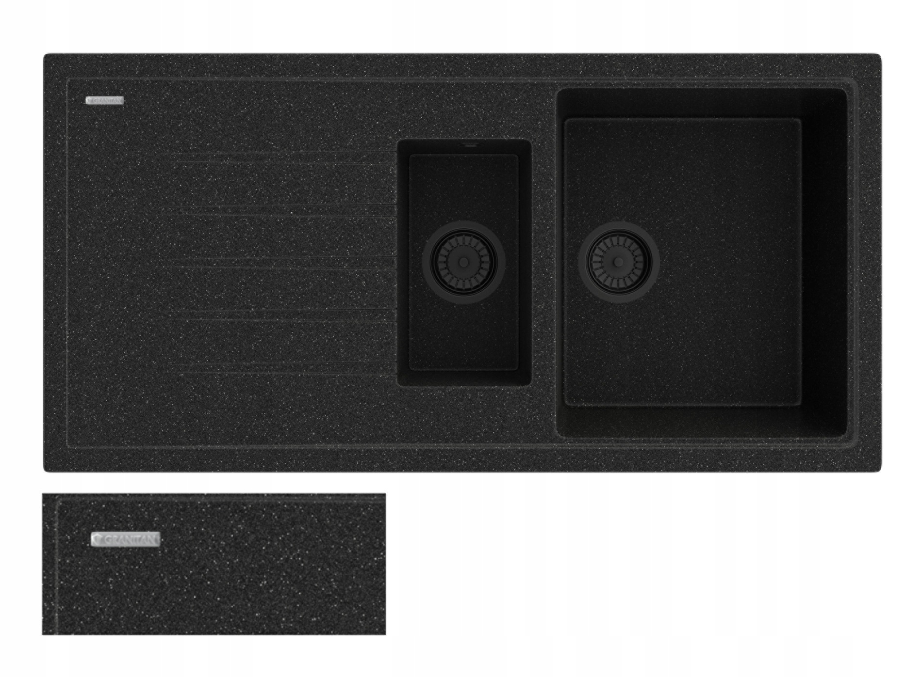 Granitový Dřez 1,5KOM Černý Metalik Solaris