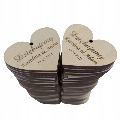 Dřevěné poděkování hostům svatba srdce 100ks