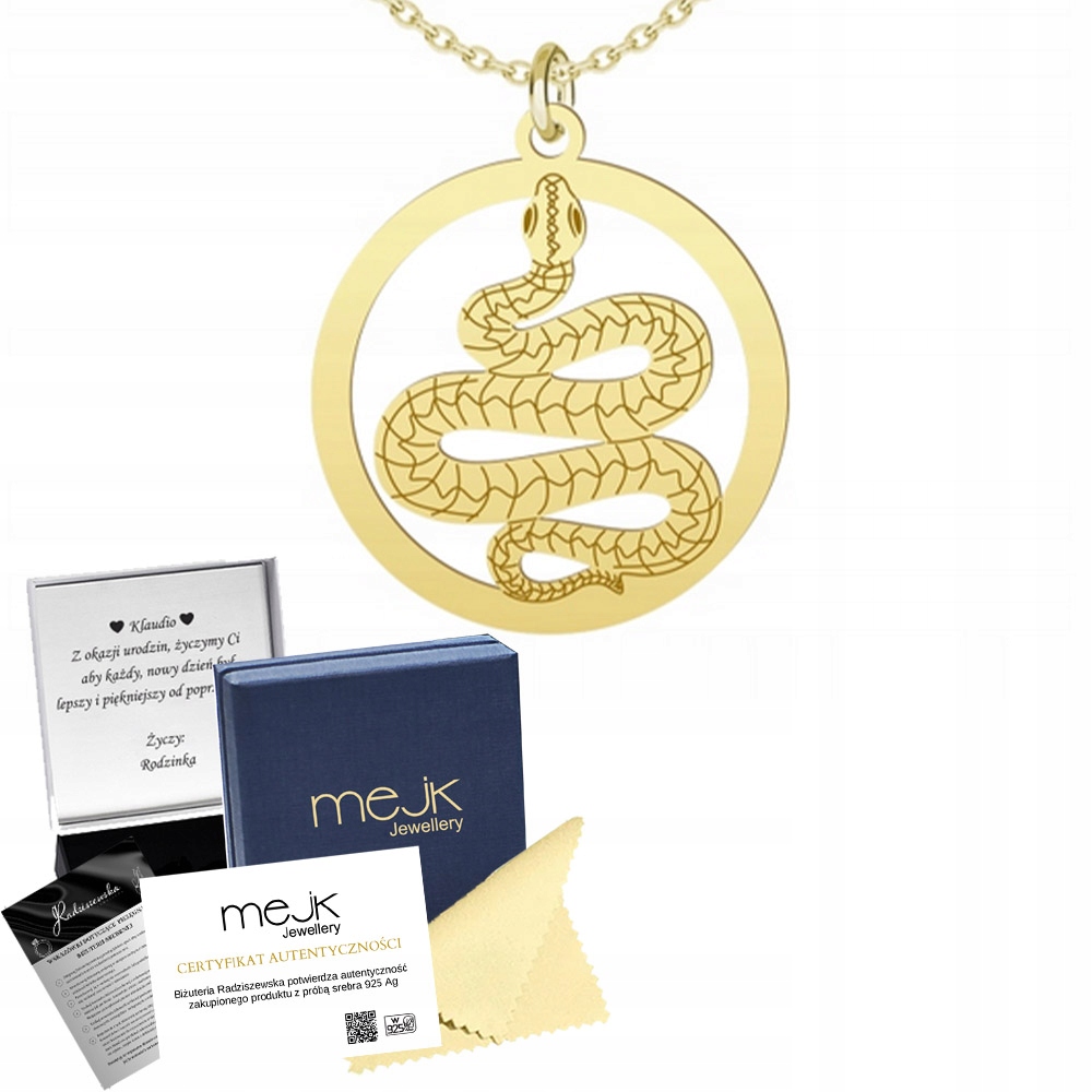 Náhrdelník Zlatý had 925 Řetízek Žena Dárek Gravírování Bonus