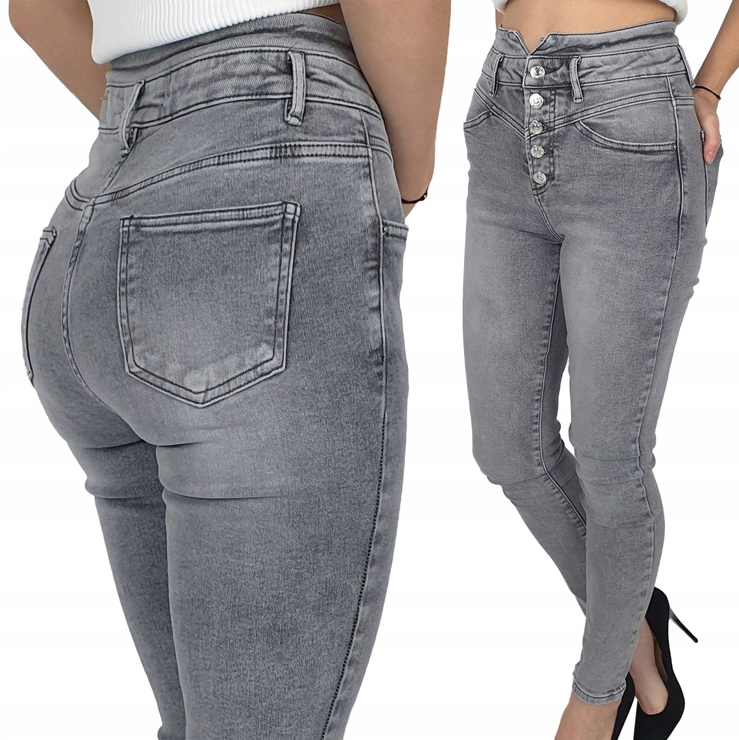

/młodzieżowe Spodnie Jeans Dopasowane Modelujące/
