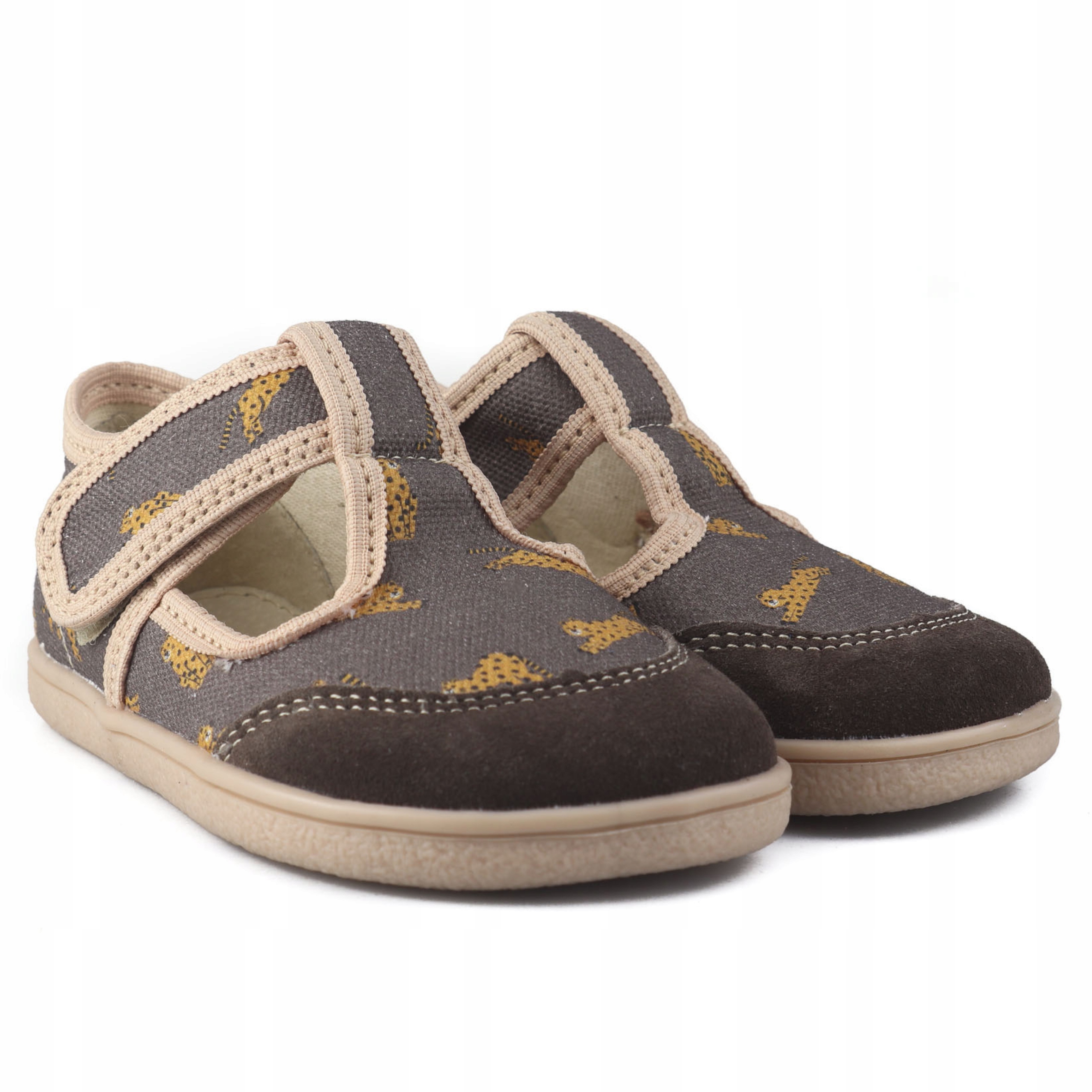 Mido 189 Lekkie Kapcie Barefoot Miękkie Dziecięce Skórzane Leopard R 20