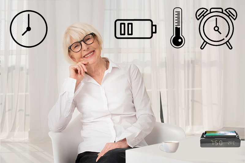 Ładowarka Indukcyjna STACJA ŁADUJĄCA do telefonu z Budzikiem Termometrem EAN (GTIN) 5903886632899