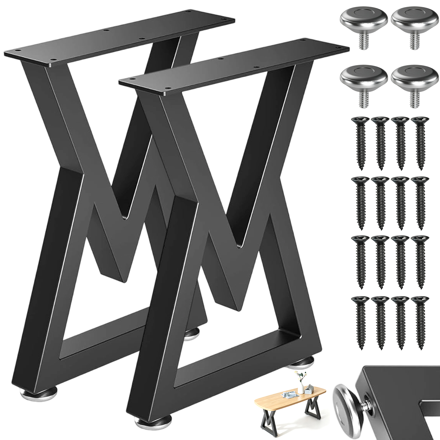Kovové Nohy Stolu Loft Industrial 40 CM 2KS Černé Matné Písmena V Regulov