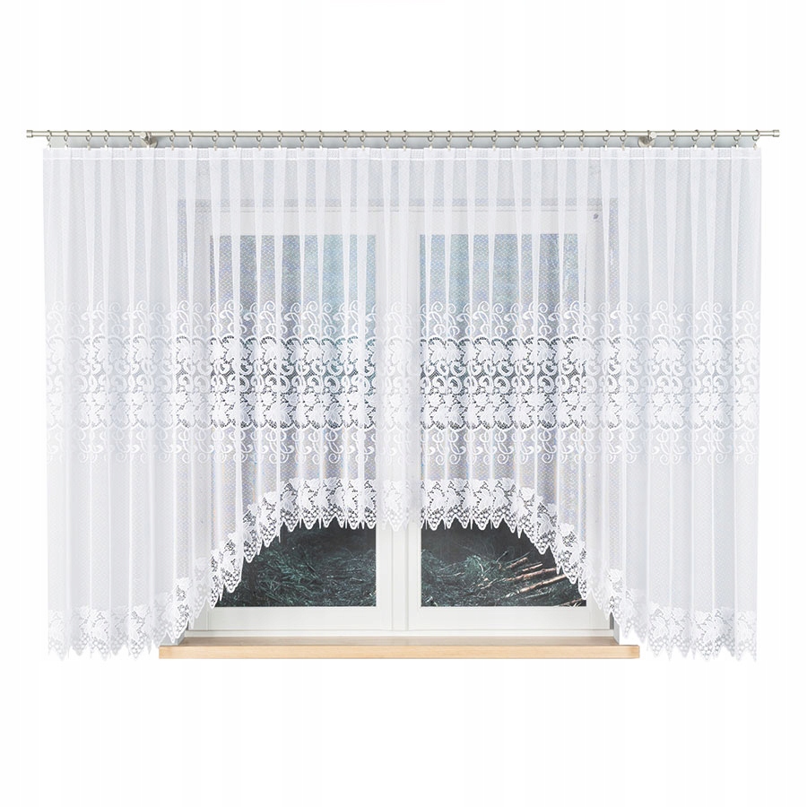 Hotová Záclona bílá, výška 160 x 600 cm, Bez Žehlení