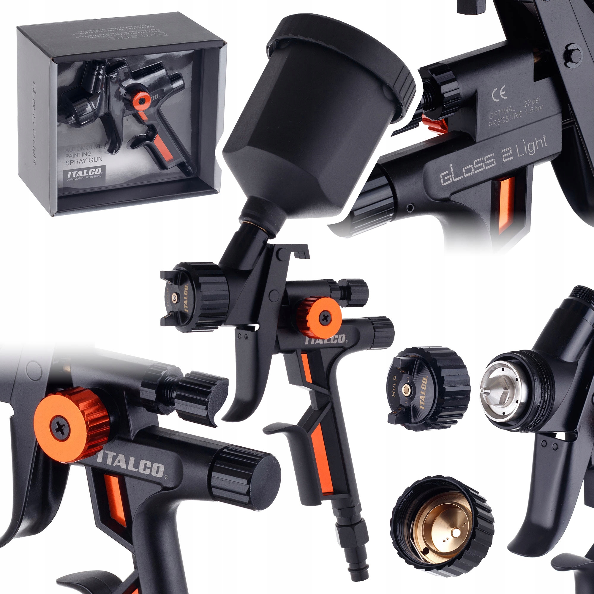 Lakovacia pištoľ Mini Italco Gloss Light Hvlp 1,5bar tryska 1,0 mm