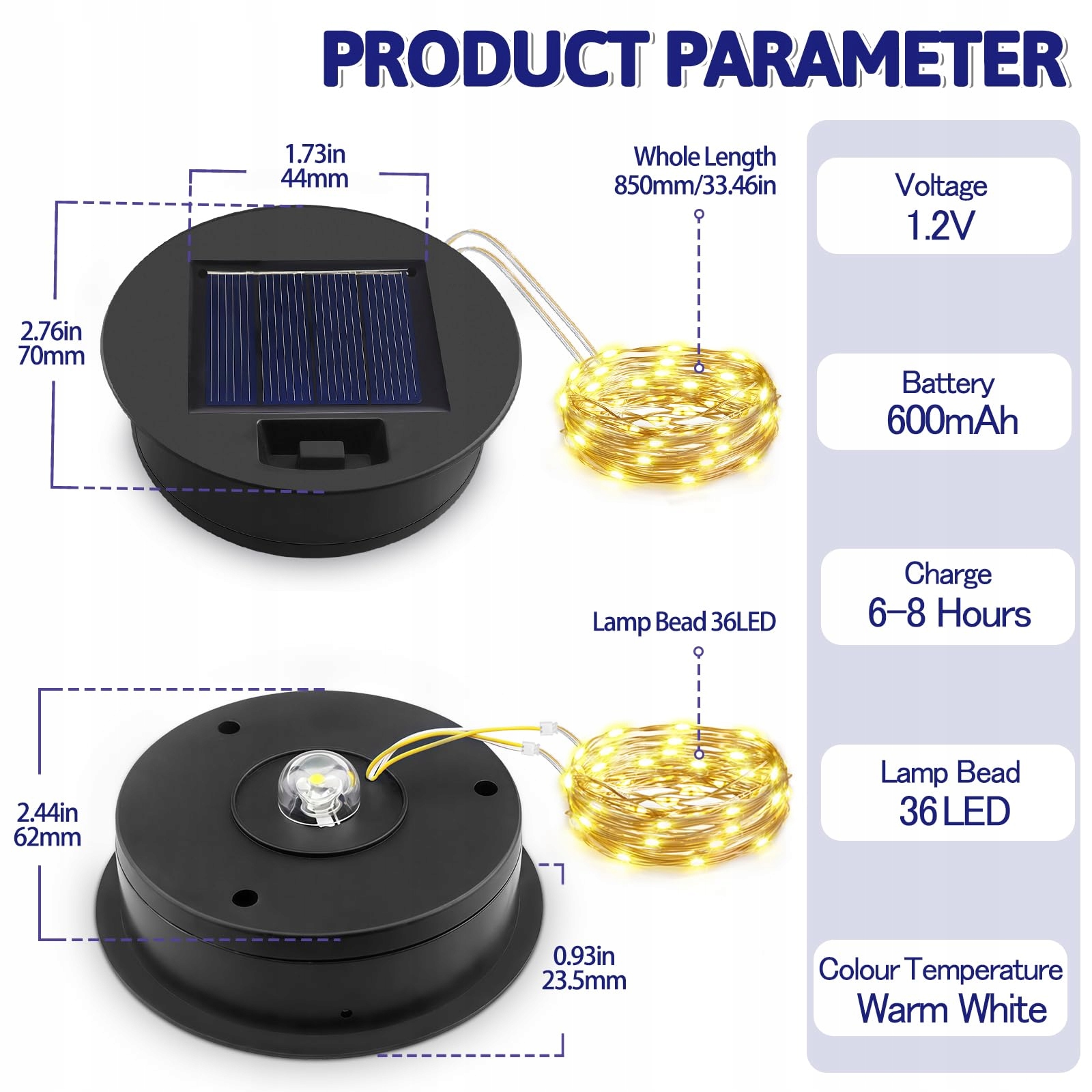 SOLAR Pokrywa Zastępcza 7 cm Do Lamp Solarnych IP44 LED Oświetlenie Ogrodu — miniatura 2