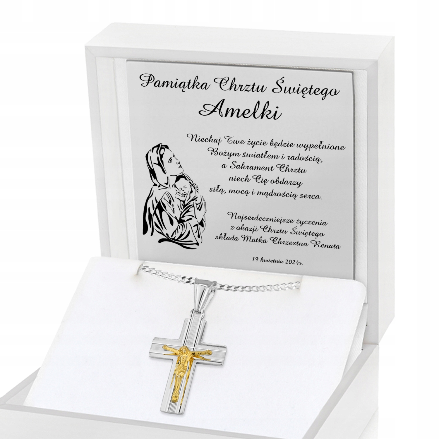 Srebrny medalik 925 Pamiątka na Chrzest GRAWER Marka Inna marka