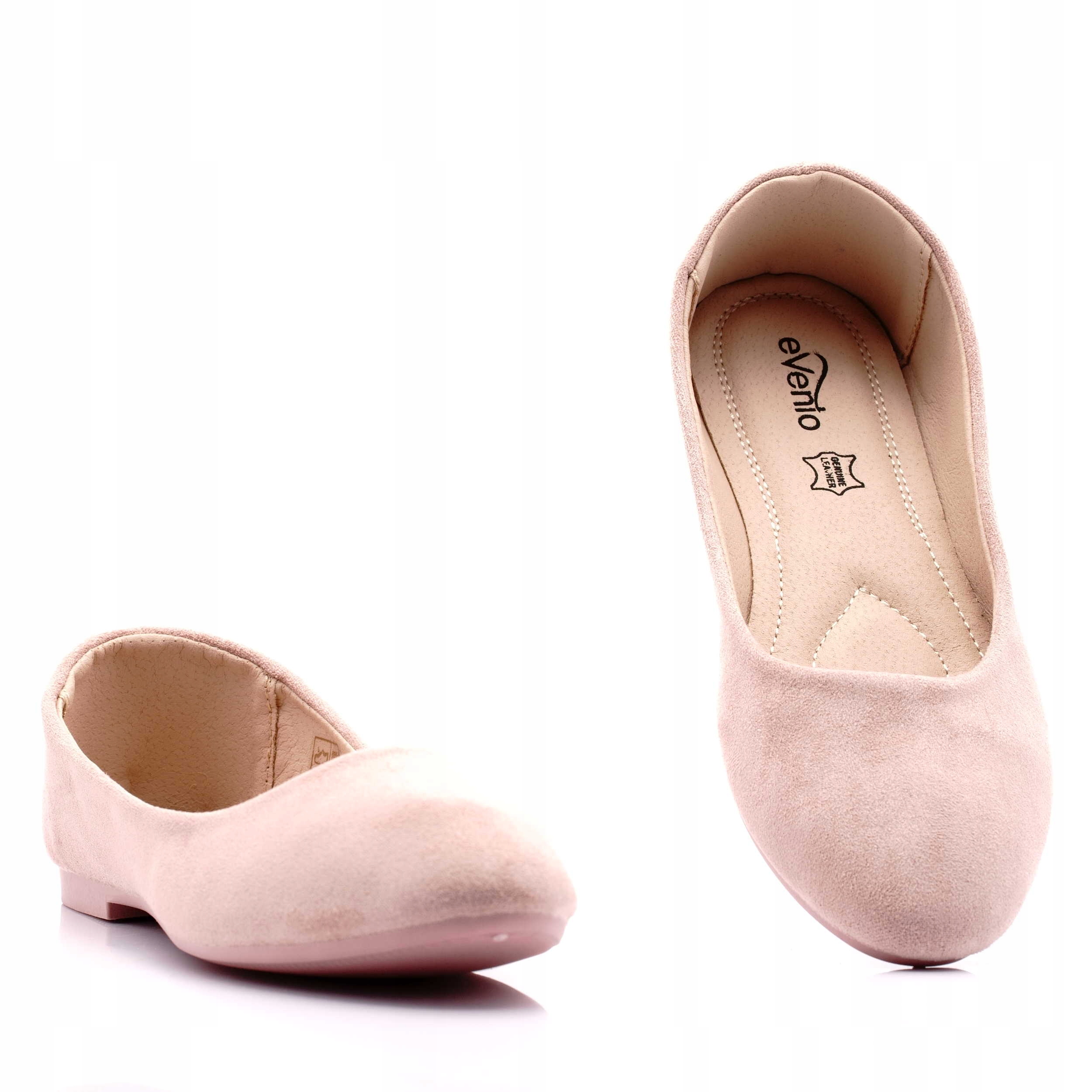 BALERINY KLASYCZNE ZAMSZOWE RÓŻOWE MIĘKKIE 36 Marka Evento