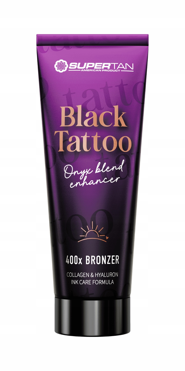 SuperTan Black Tattoo 400x Bronzer Kolagen Hyaluron Ochrona Tatuaży