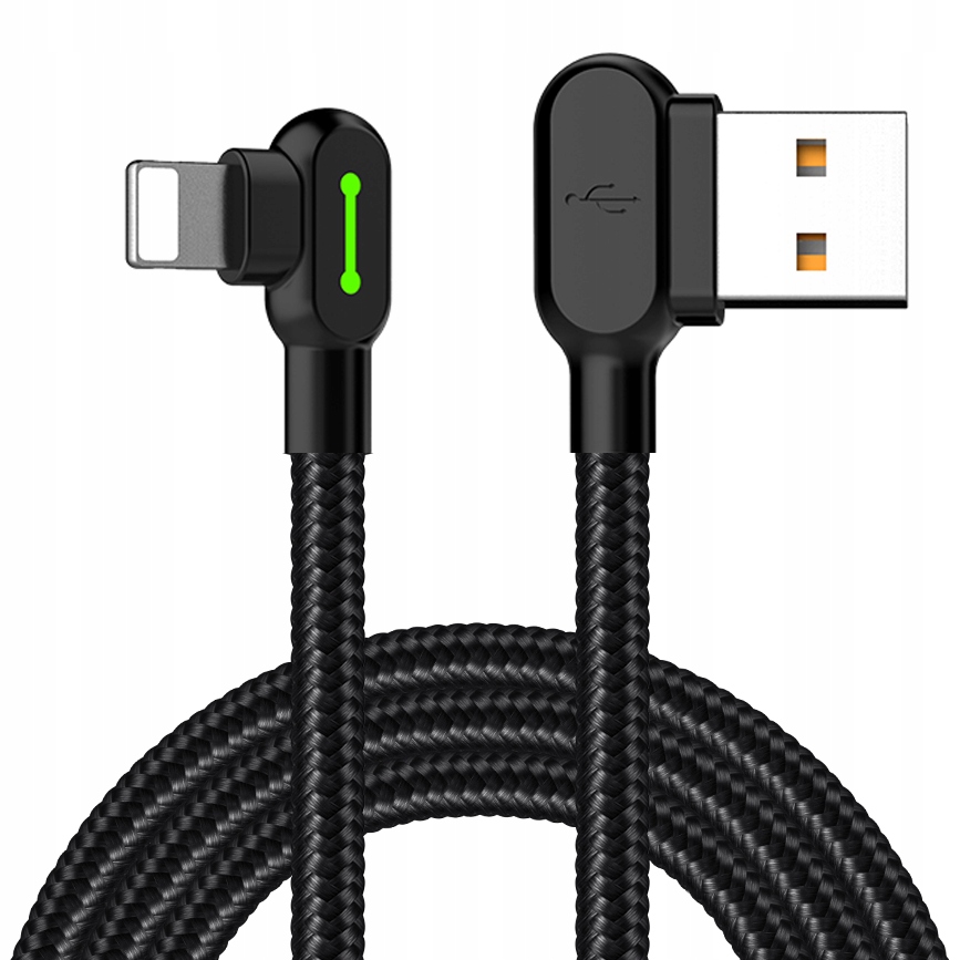 Mcdodo Kabel Kątowy 90° Lightning Dwustronny Do Iphone 11 12 13 14 Led 0,5M