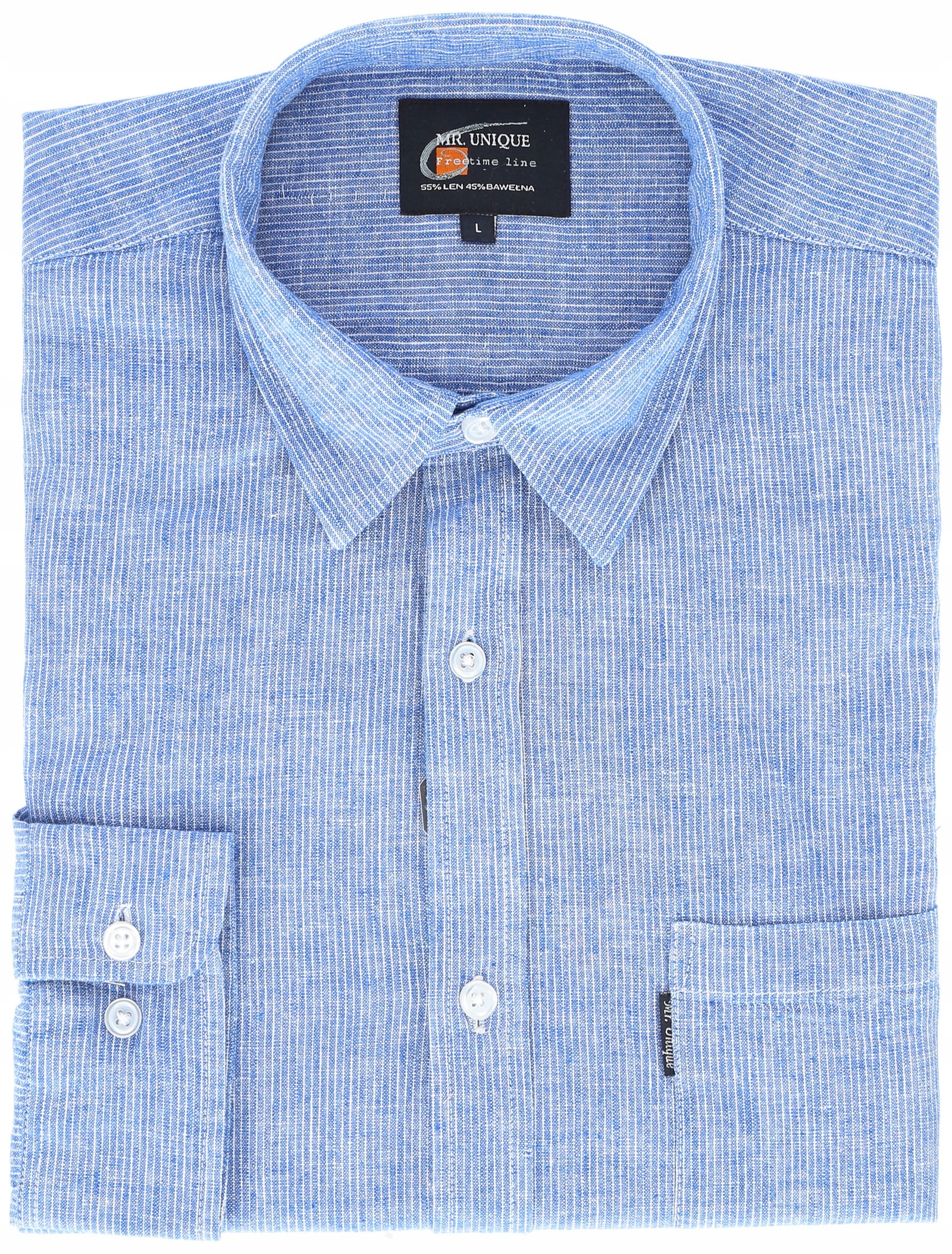 

koszula lniana niebieska długi rękaw L_kl_122