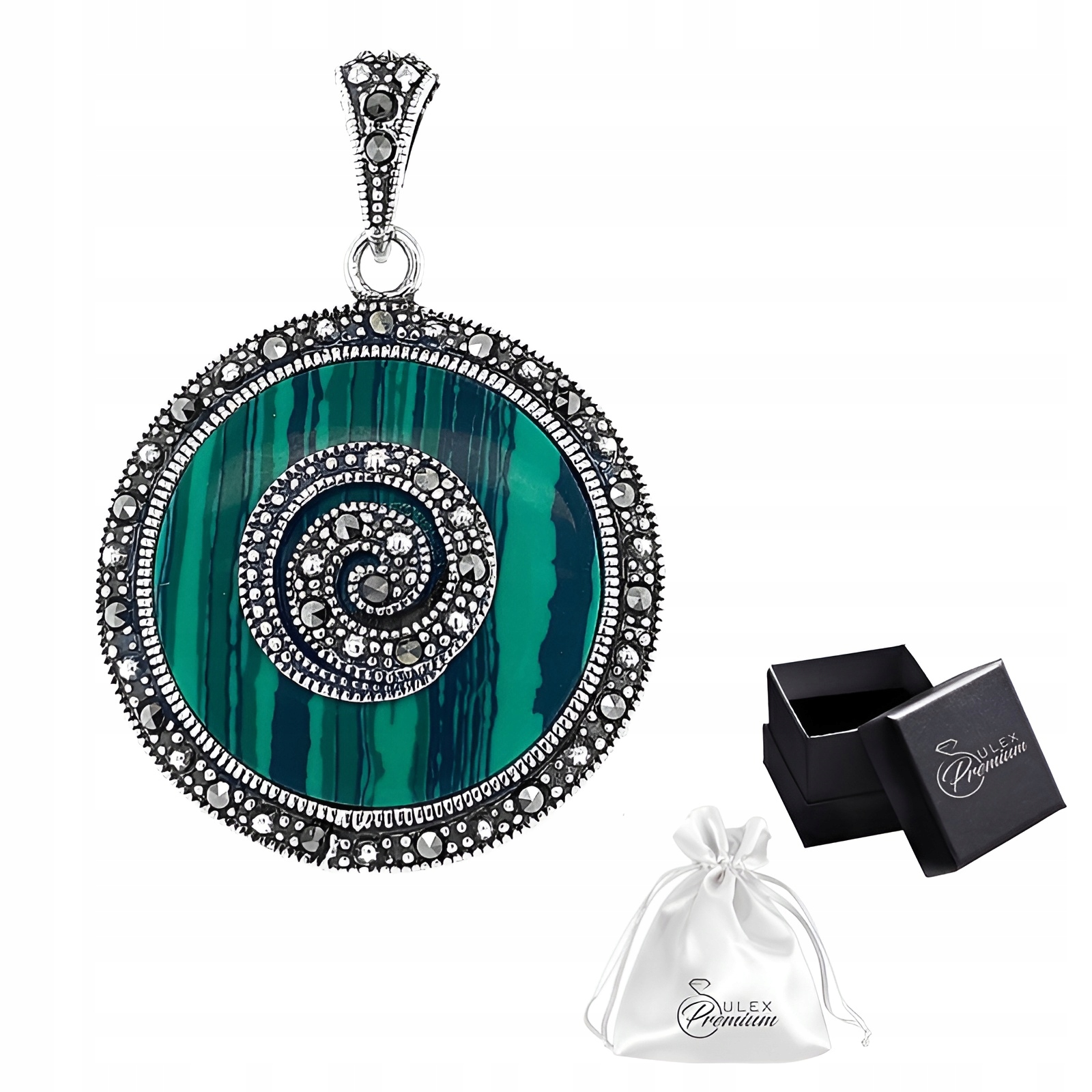 Stříbrný přívěsek ryzost 925 Elegantní přívěsek s Onyxem a Markýzami