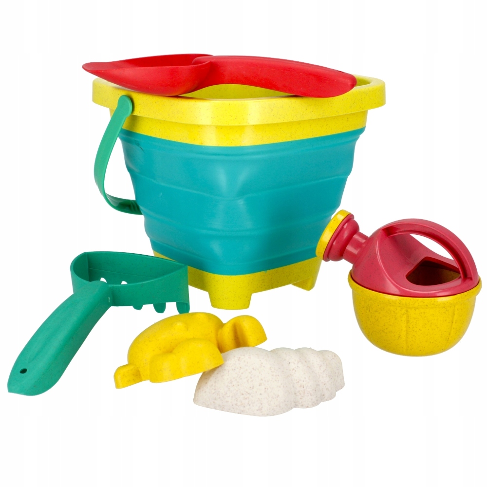ZESTAW DO PIASKU WIADERKO SKŁADANE foremki łopatka konewka grabki Bohater brak