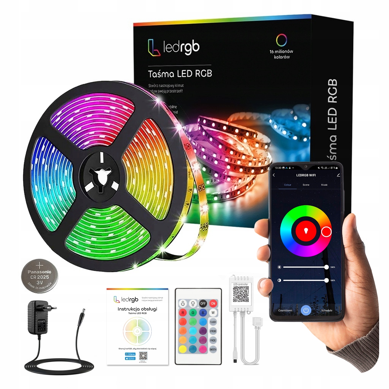 Led pásek 7.5M Rgb 5050 WiFi Dálkový Ovladač Aplikace Tuya Set Hudba Časovač 12V