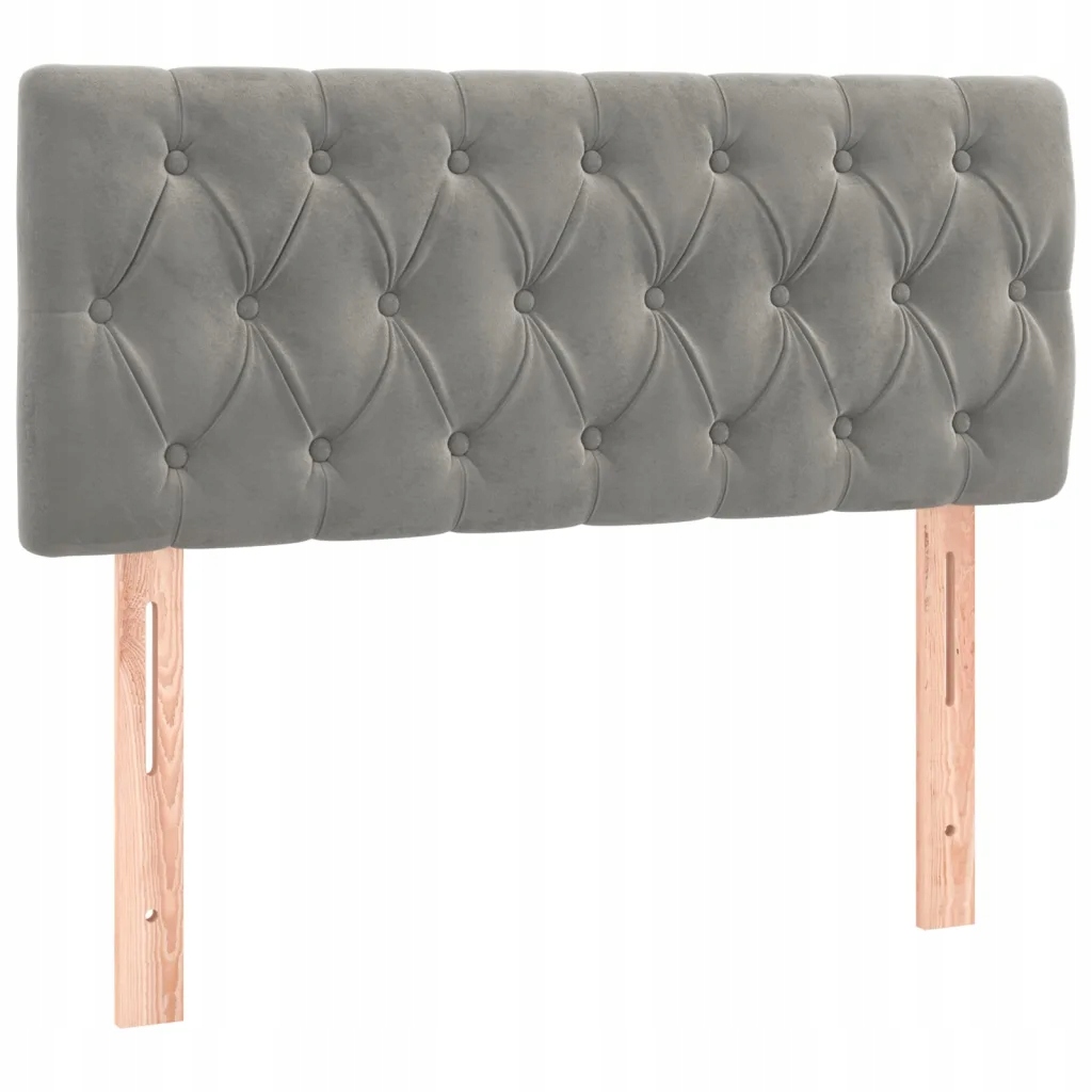 Opěrka hlavy postele z sametu, světle šedá, nastavitelná výška 100x7x78/8