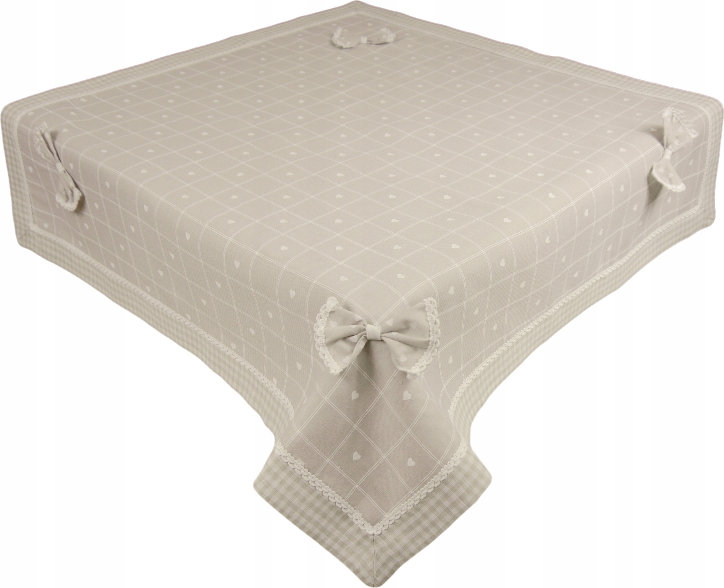 Ubrus Arto 001 – styl Cottage – 140x240 – srdíčka – béžová barva