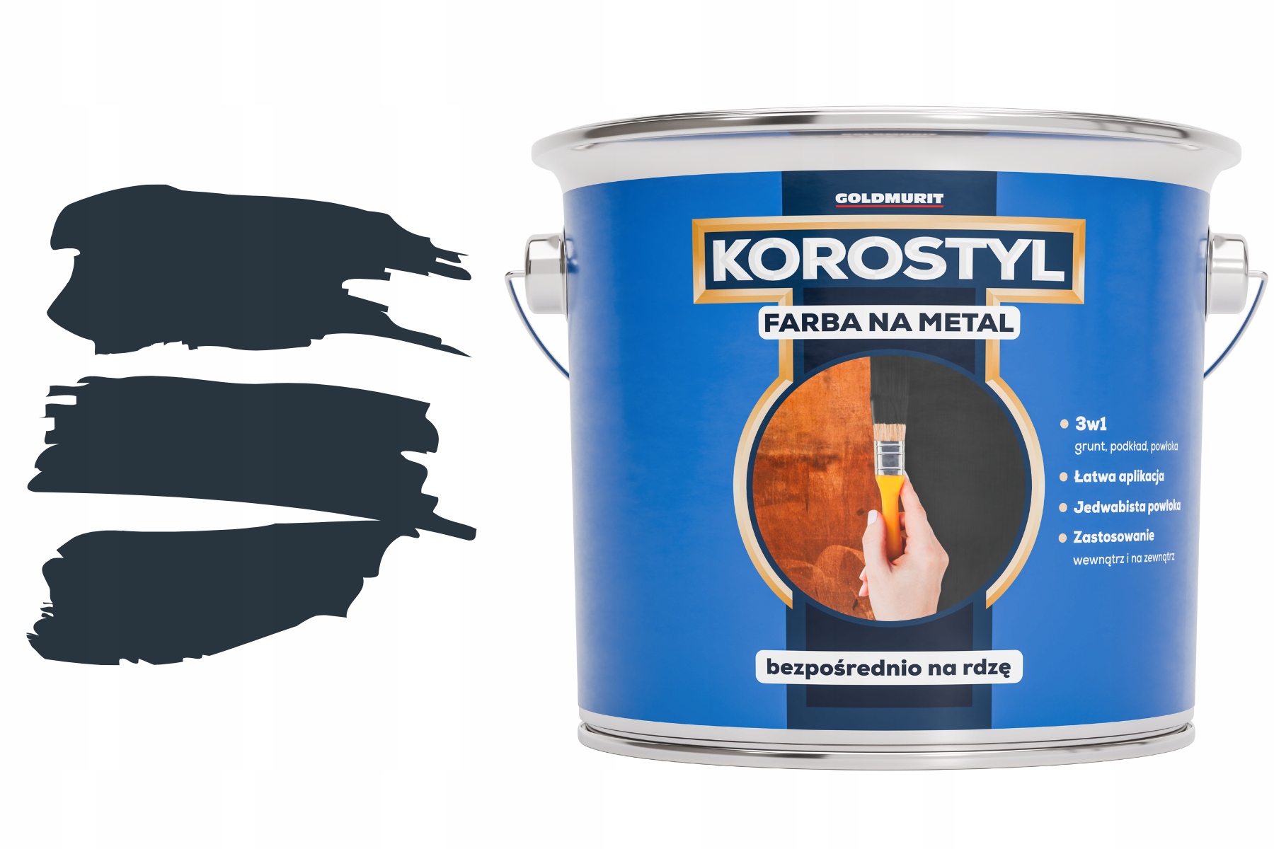 Farba do Metalu Antracyt Ciemny na Rdzę Wydajna Ochronna 2,5L Goldmurit