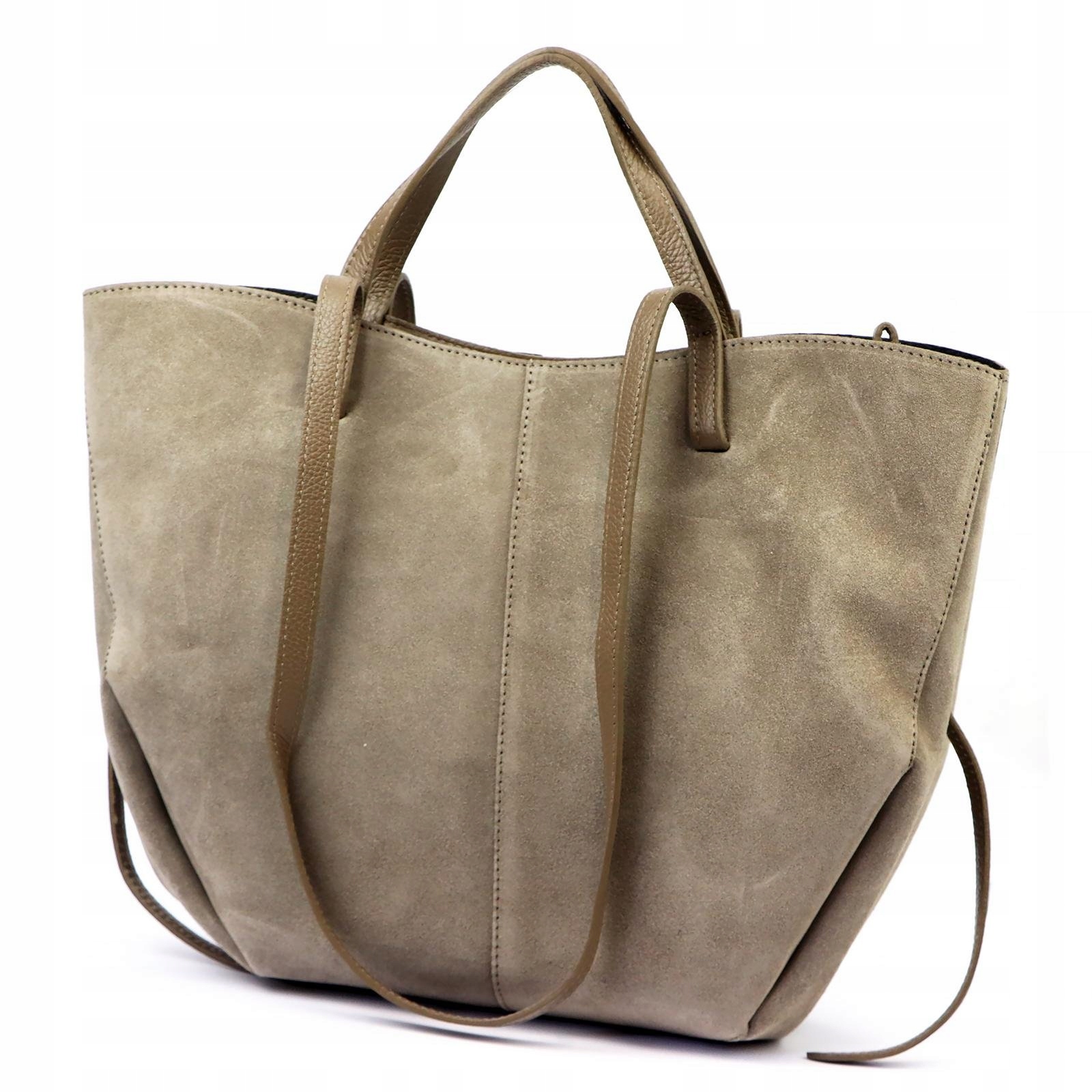 Dámská shopper kabelka z semišové kůže taupe velká A4 Luka