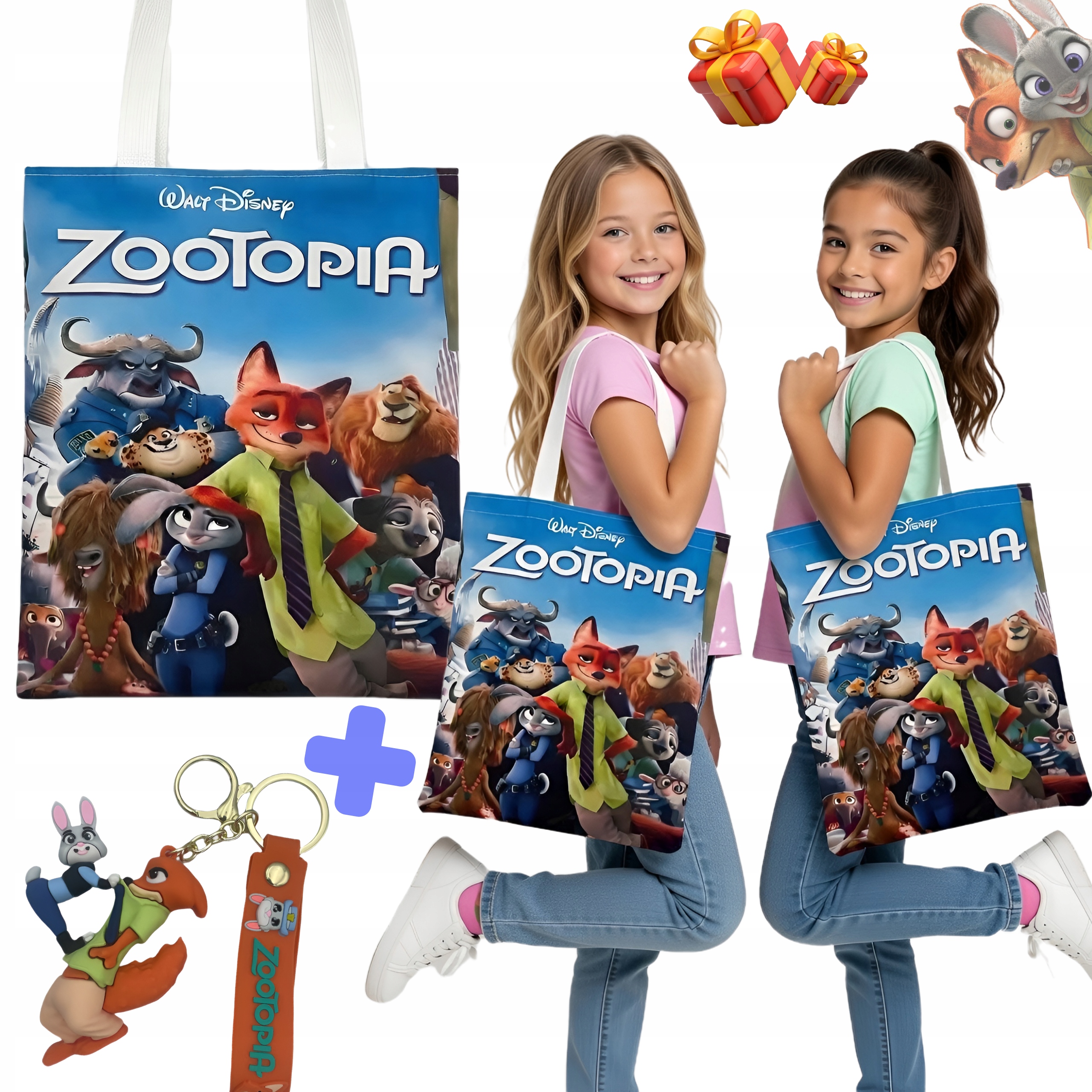 TORBA SHOPPER ZWIERZOGRÓD ZAMEK DUŻA + LOSOWY BRELOK GRATIS ZOOTOPIA 2