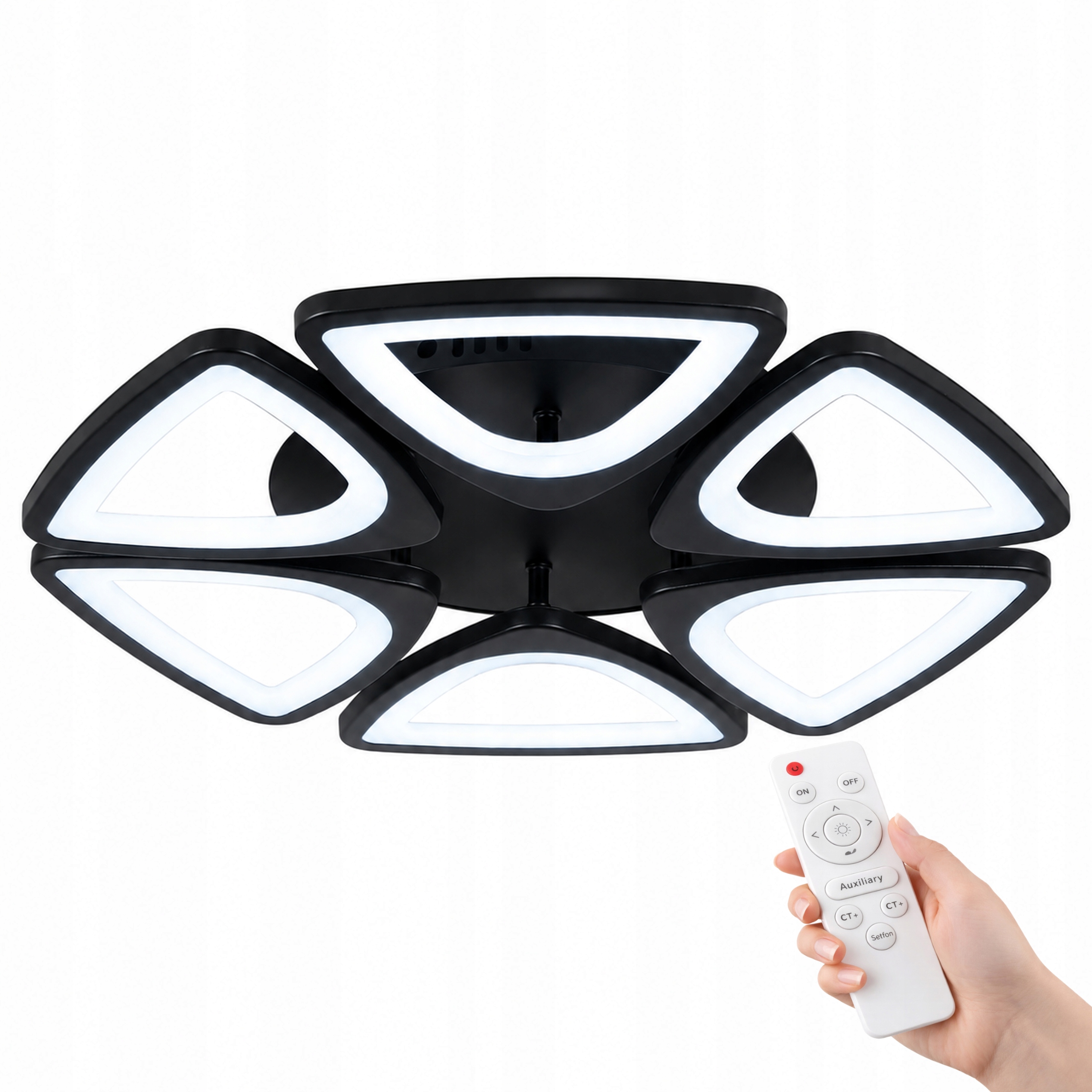 Stropní Svítidlo Černá Stropní Svítidlo Loft Led Lustr Do Obývacího Pokoje S Dálkovým Ovládáním, 3 Barvy