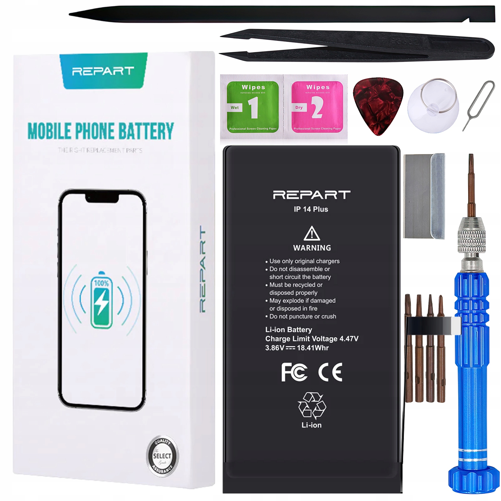 Baterie pro Apple iPhone 14 Plus Větší 4770 mAh Sada nářadí Těsnění
