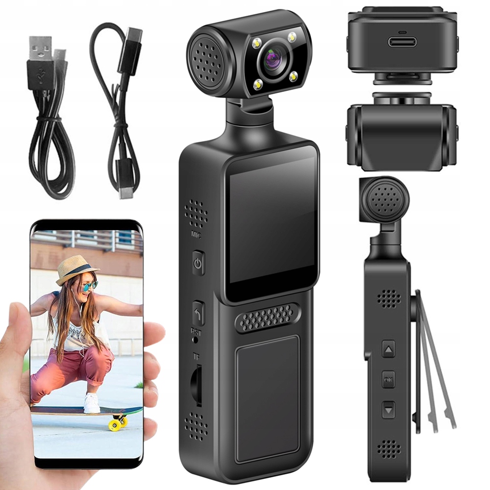 Rejestrator Sportowy Przenośna Kamera Akcji 4K Z Wi-fi 180° Do Nagrywania