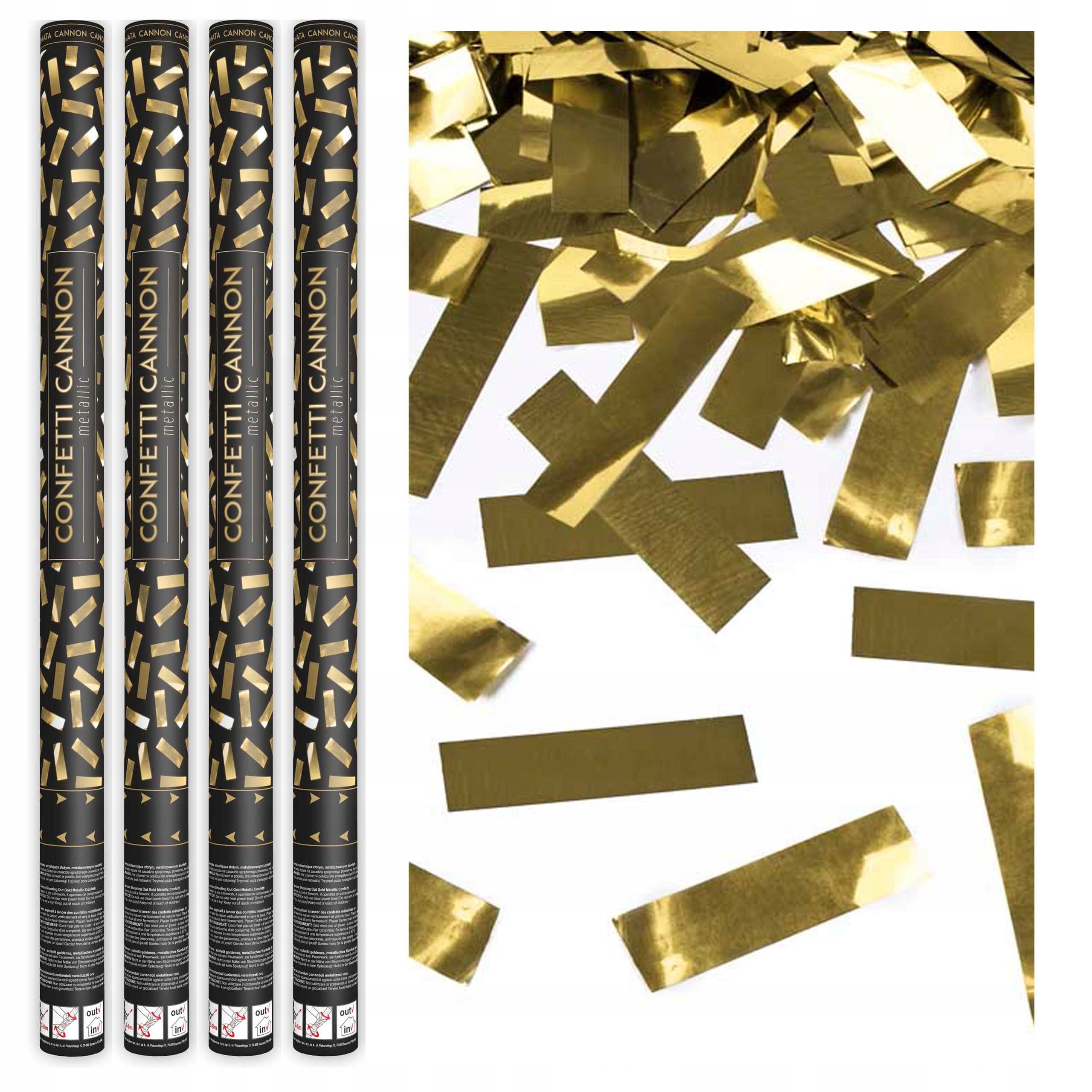 TUBY XXL STRZELAJĄCE ZŁOTE KONFETTI IMPREZOWE ŚLUB URODZINY PANIEŃSKI 4szt
