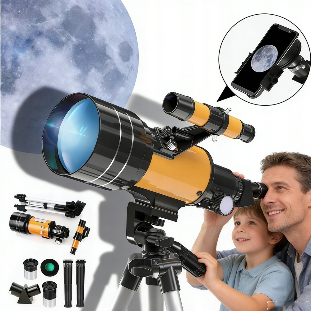 Eaconn teleskop astronomiczny 80 mm czarny przenośny z plecakiem