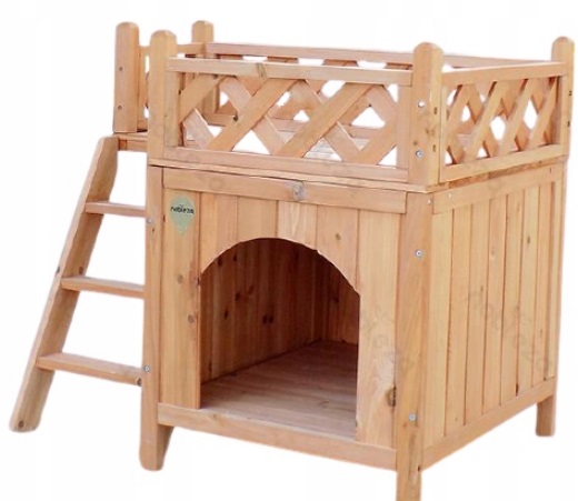 Drewniana Buda Dla Psa Z Balkonem 73X53X66