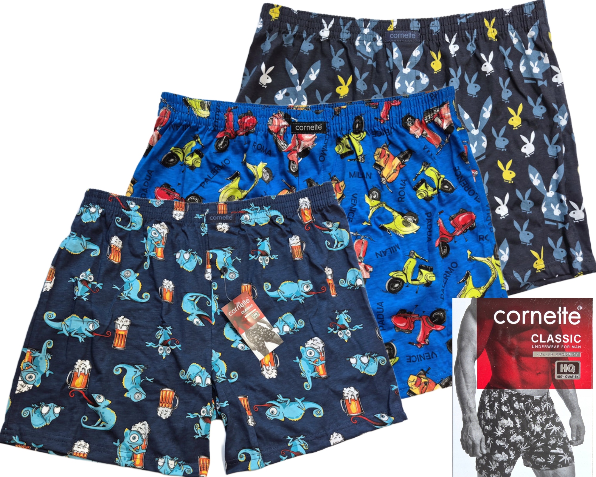 Boxerky Slipy Volné Bavlněné Cornette Classic vel XXL 3-balení.