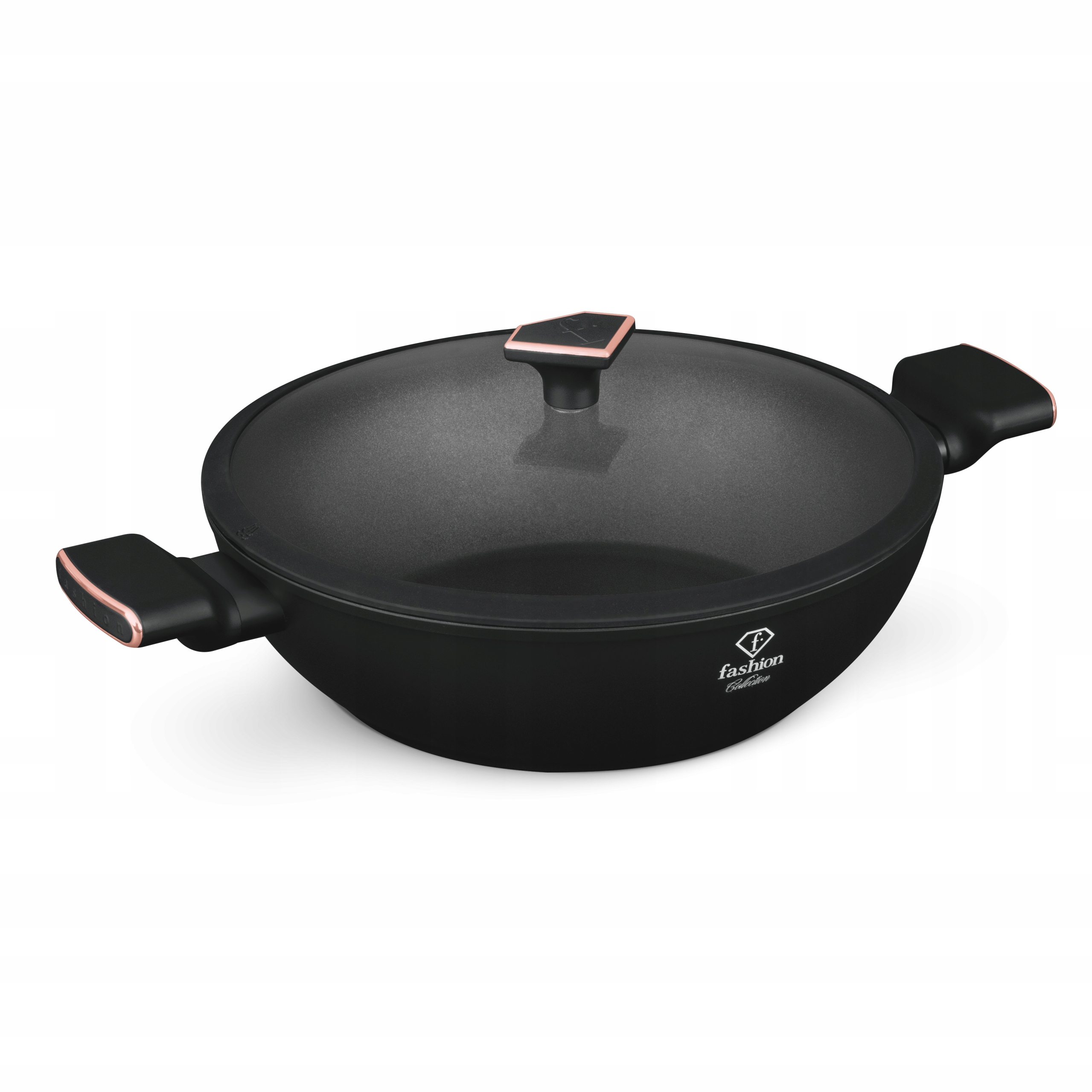 Wok s pokrievkou, 30 cm, Fashion FTV-0032 Matte Black-Rose Gold