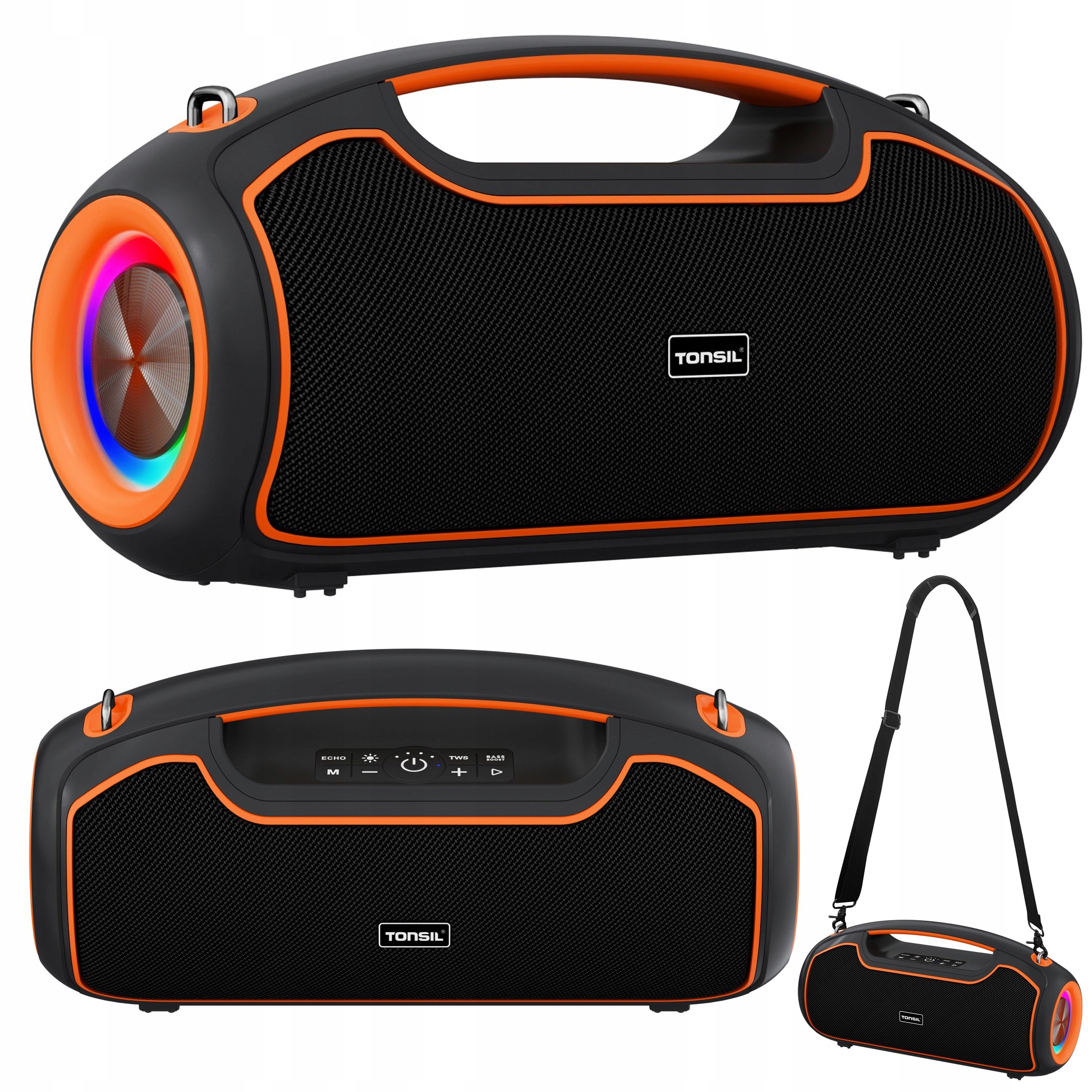 Výkonný bezdrátový reproduktor Tonsil Beat Tws Bluetooth Aux Usb Tf Bt Led