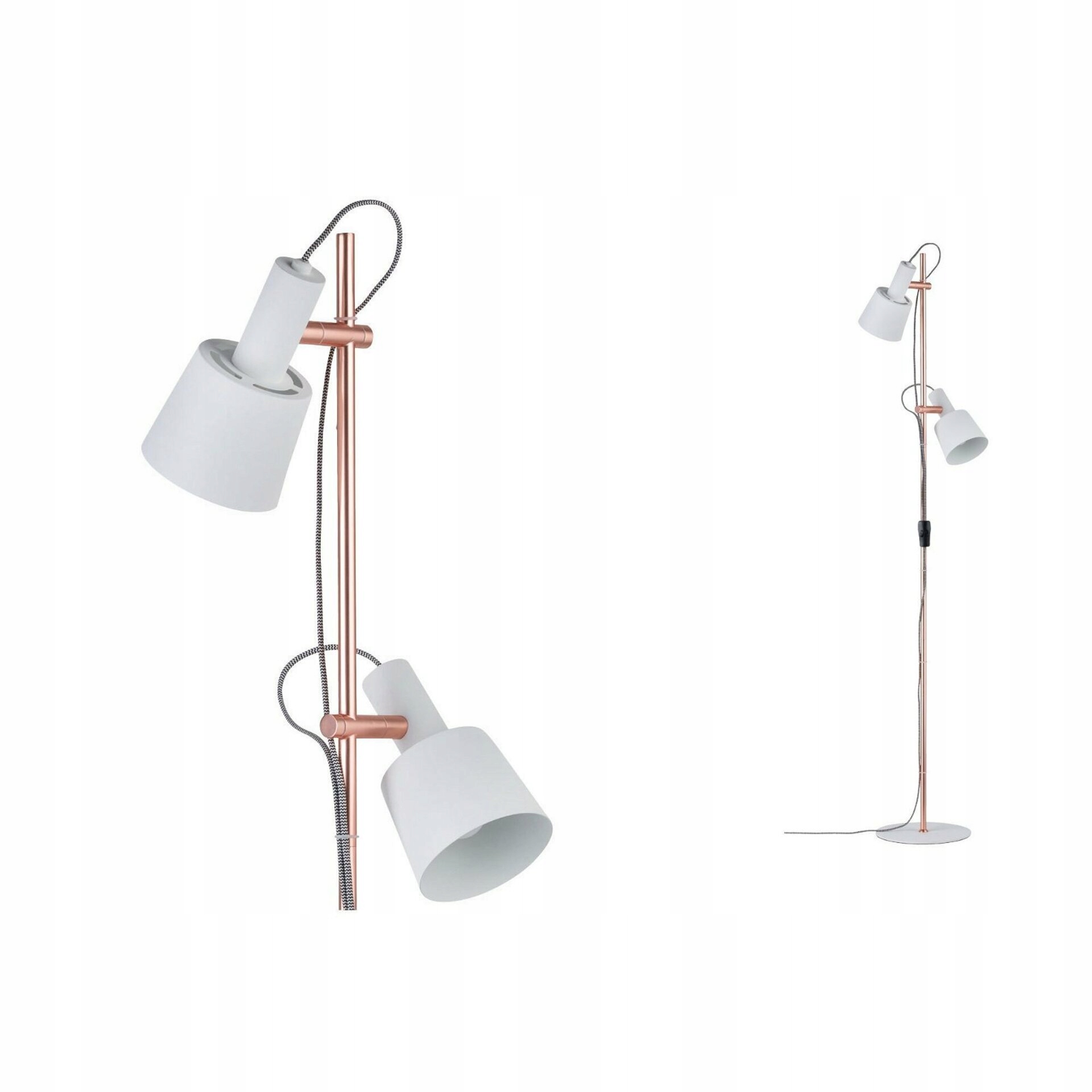 Paulmann Neordic Haldar stojaca lampa 2-ramenná biela/meď, škandinávsky štýl