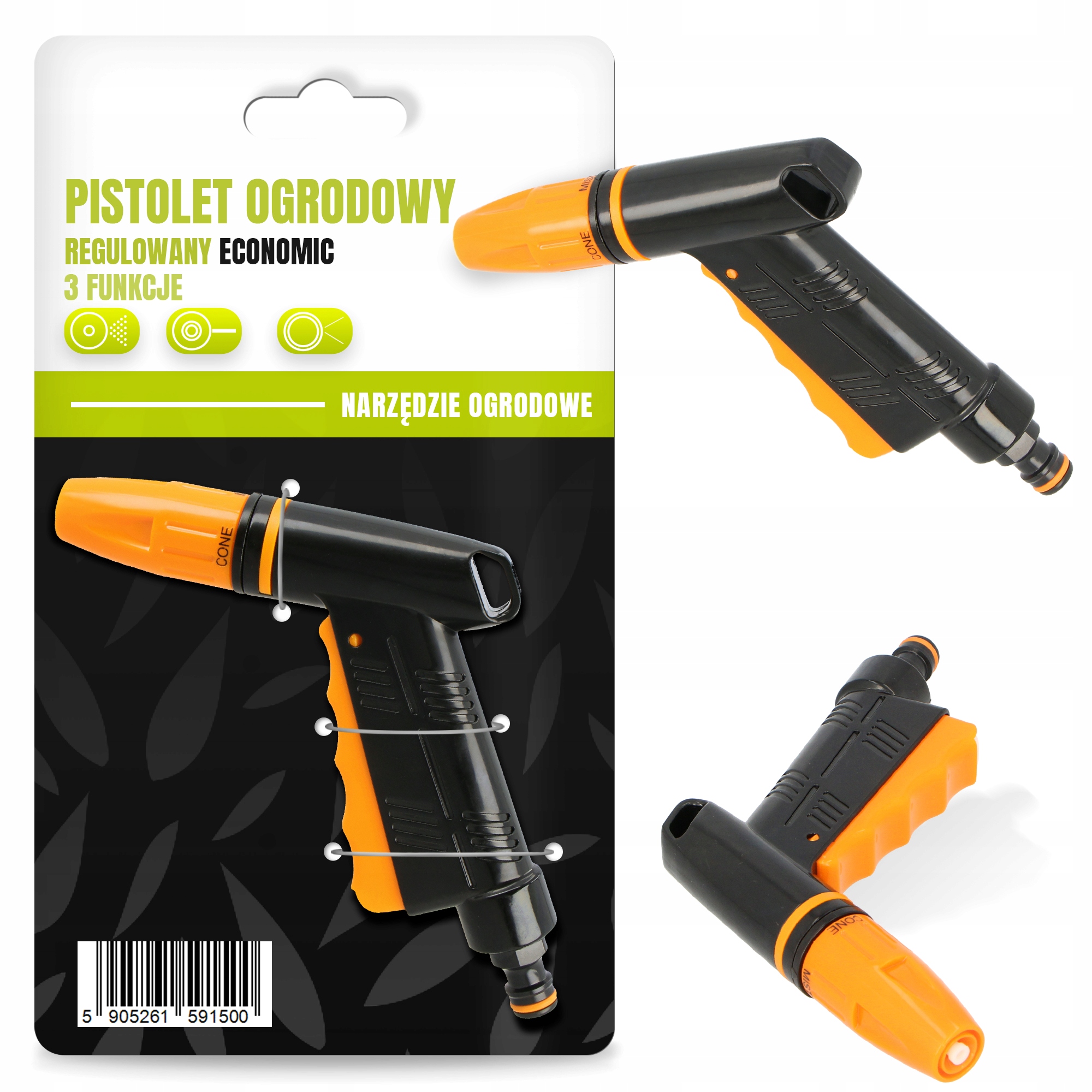 

Pistolet Zraszacz Ogrodowy Regulowany Plastik