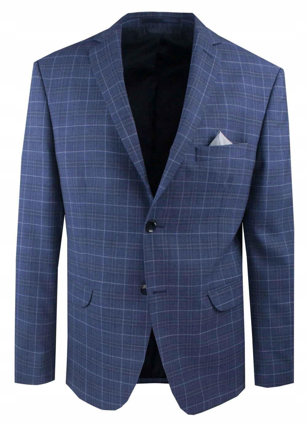 Lehká vlněná Sako – Men'sfield – modrá, s mřížkou – 100/176