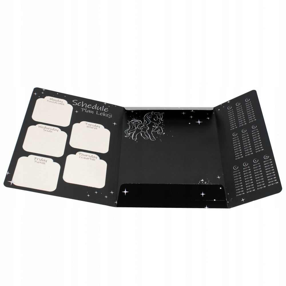 TECZKA Z GUMKĄ SZKOLNA RYSUNKOWA A4 CZARNY JEDNOROŻEC UNICORN Marka Starpak