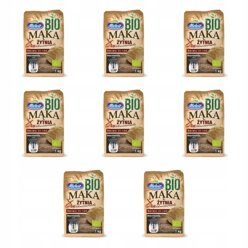 Melvit Bio Mąka Żytnia Pełnoziarnista 1KG X8