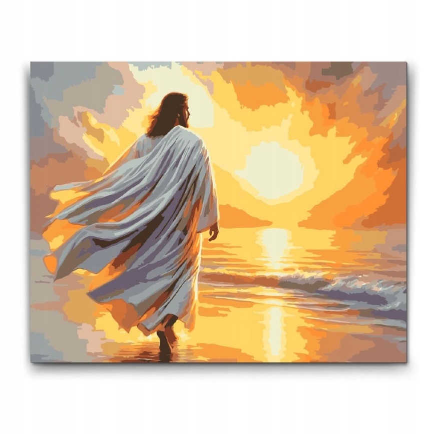 Malování Podle Čísel Ježíš Moře Krajina Západ Slunce Velké 80x100 cm