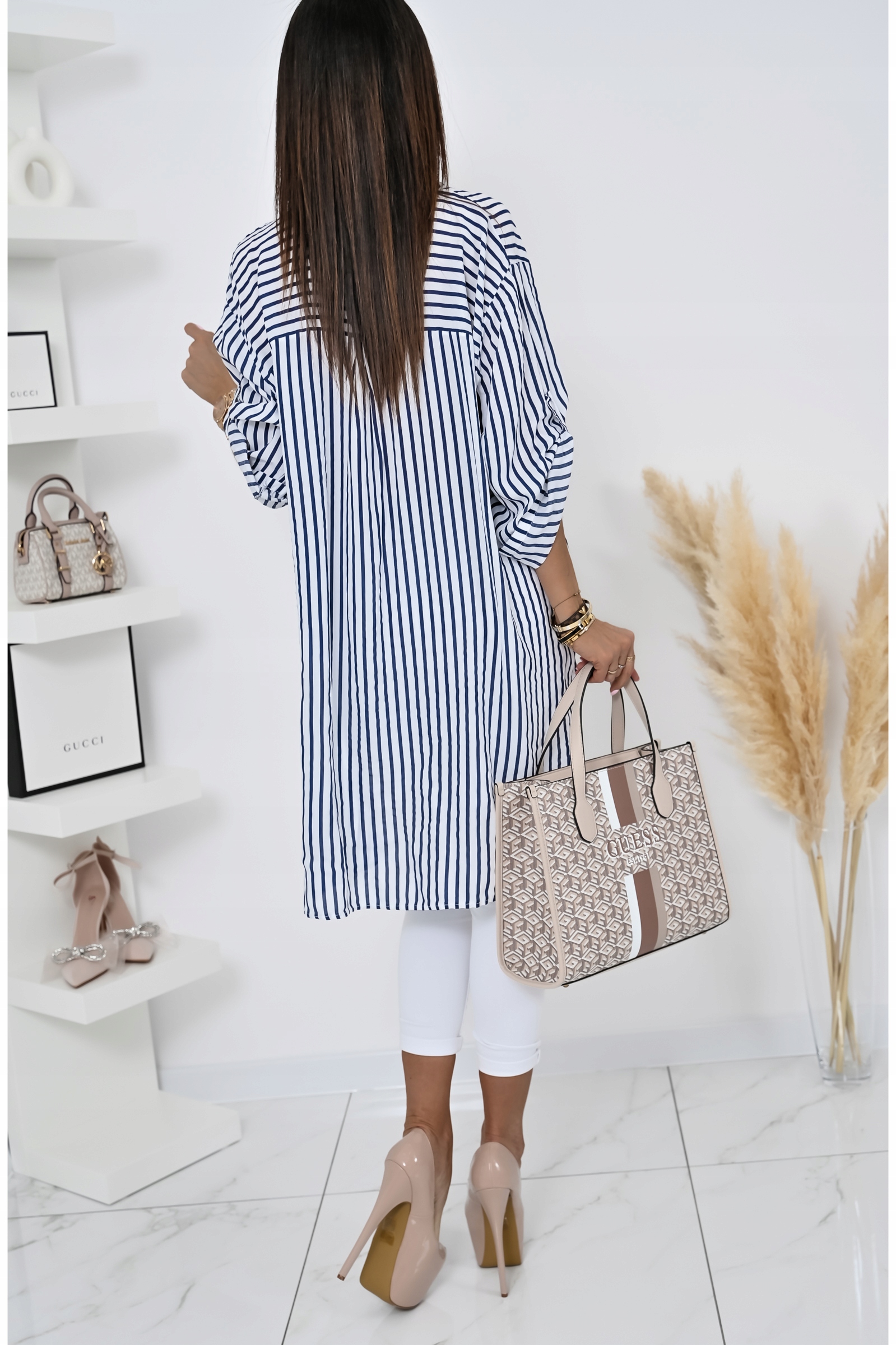 REWELACYJNA KOSZULA OVERSIZE W PASKI SHARA! WZ.2 Kolor niebieski