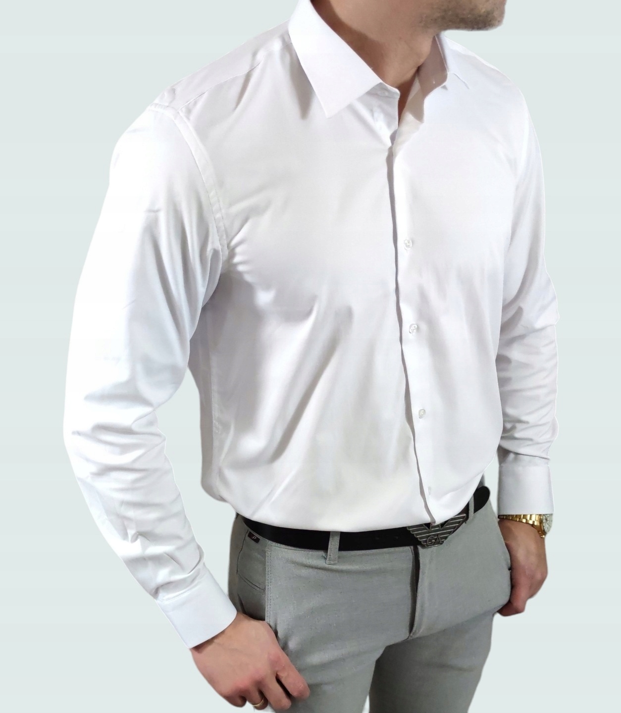Pánská košile Bílá Elegantní Regular Fit Návštěvnická Espada Velká velikost 4XL