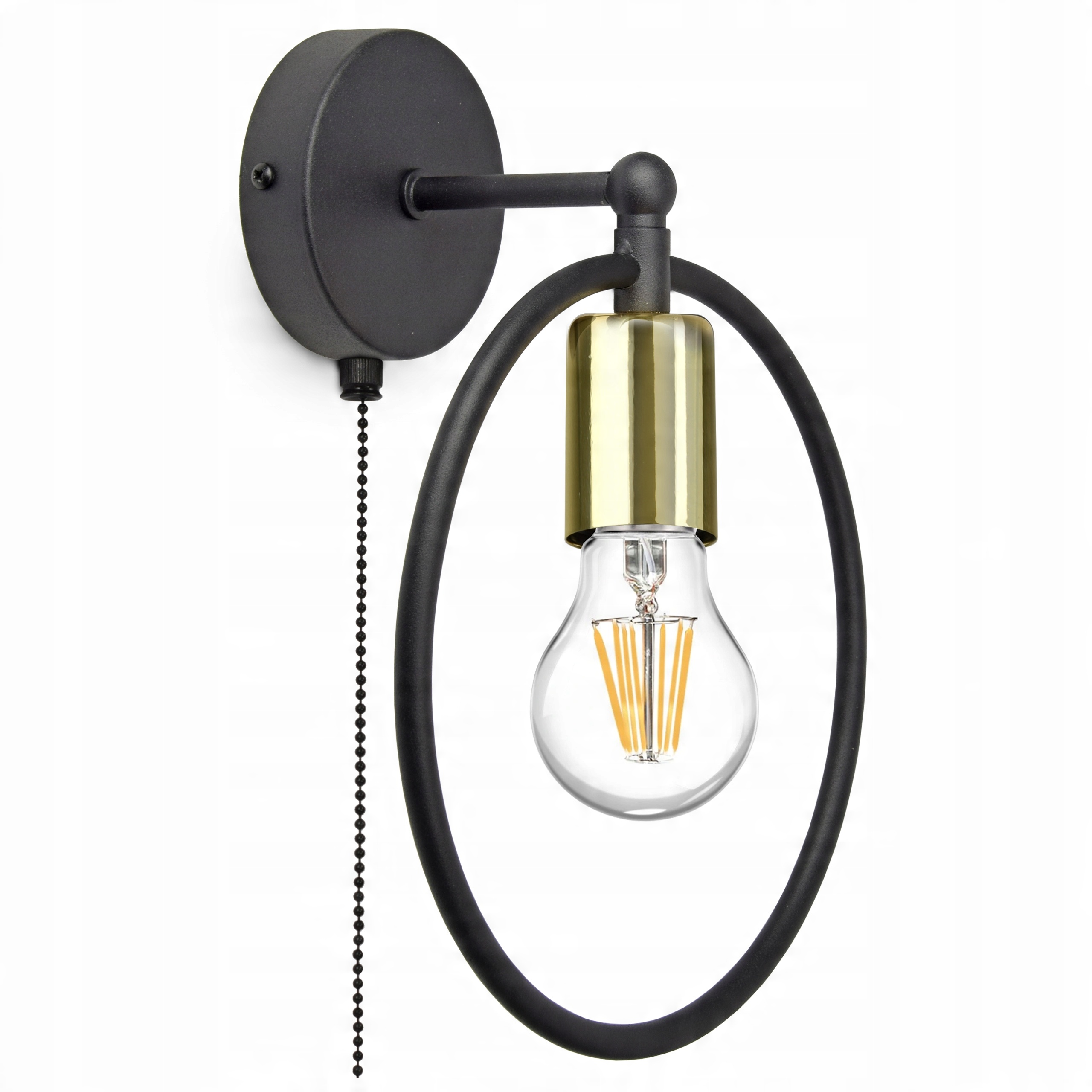 

Lampa Ścienna Kinkiet Ring Złoty Miedź Chrom E27