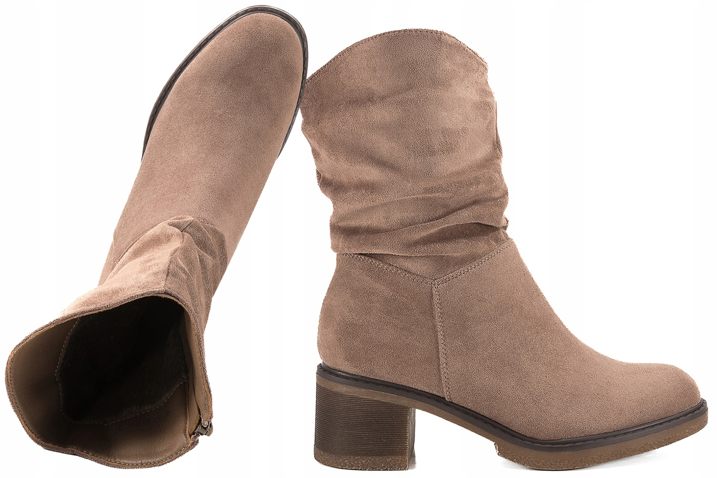 Potocki 25-51303BG Kotníkové Boty Zimní Kozačky Zateplené Na Podpatky Eko Semiš 36