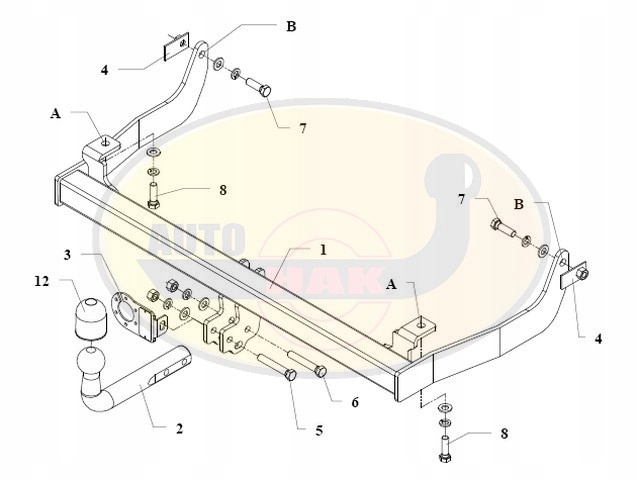 HAK HOLOWNICZY + WIĄZKA 7 PIN VW CADDY 1995-2004 Producent Auto-hak