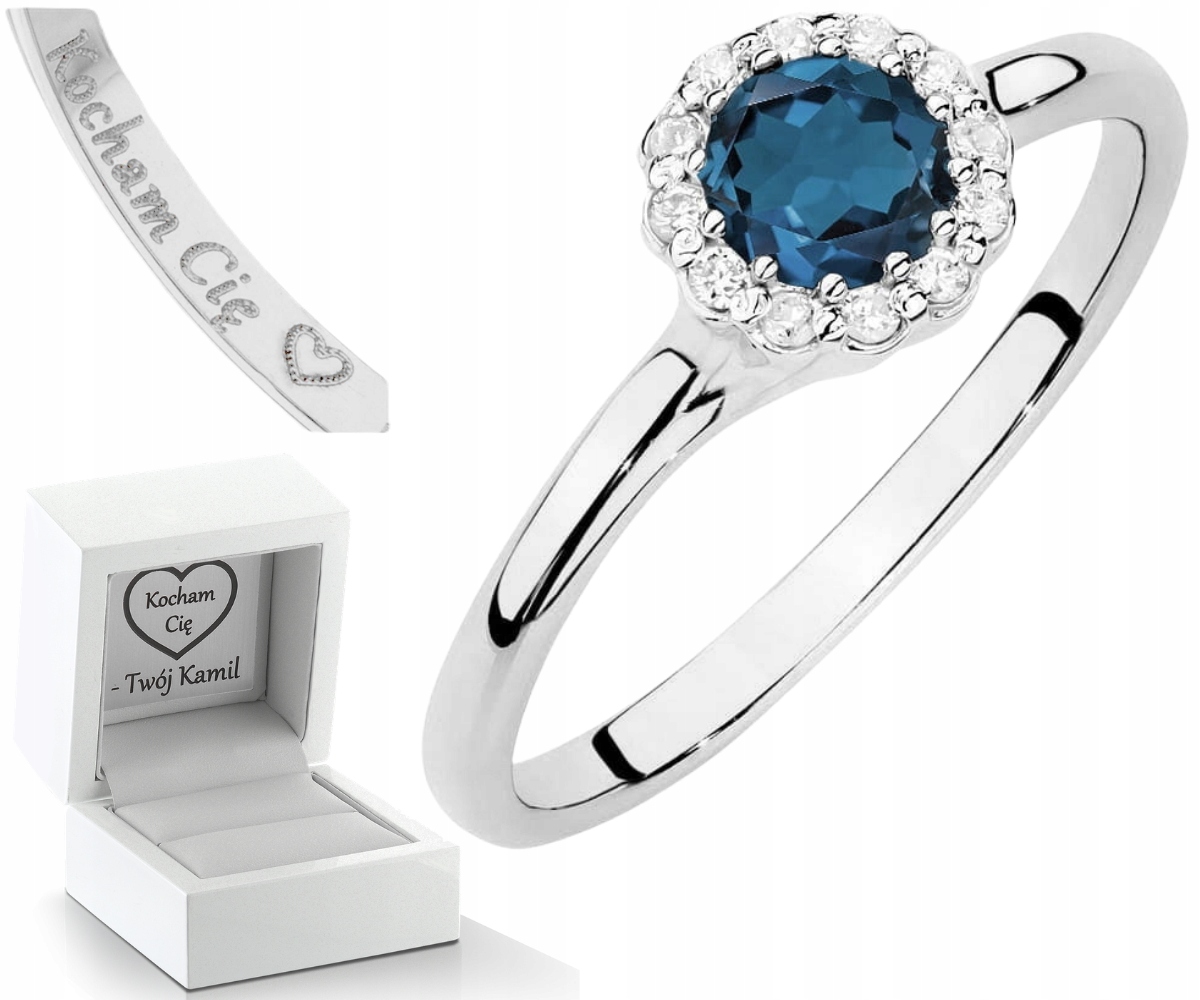 Bílé Zlato Prstýnek S Topazem London Blue Zlato 585 Dárek
