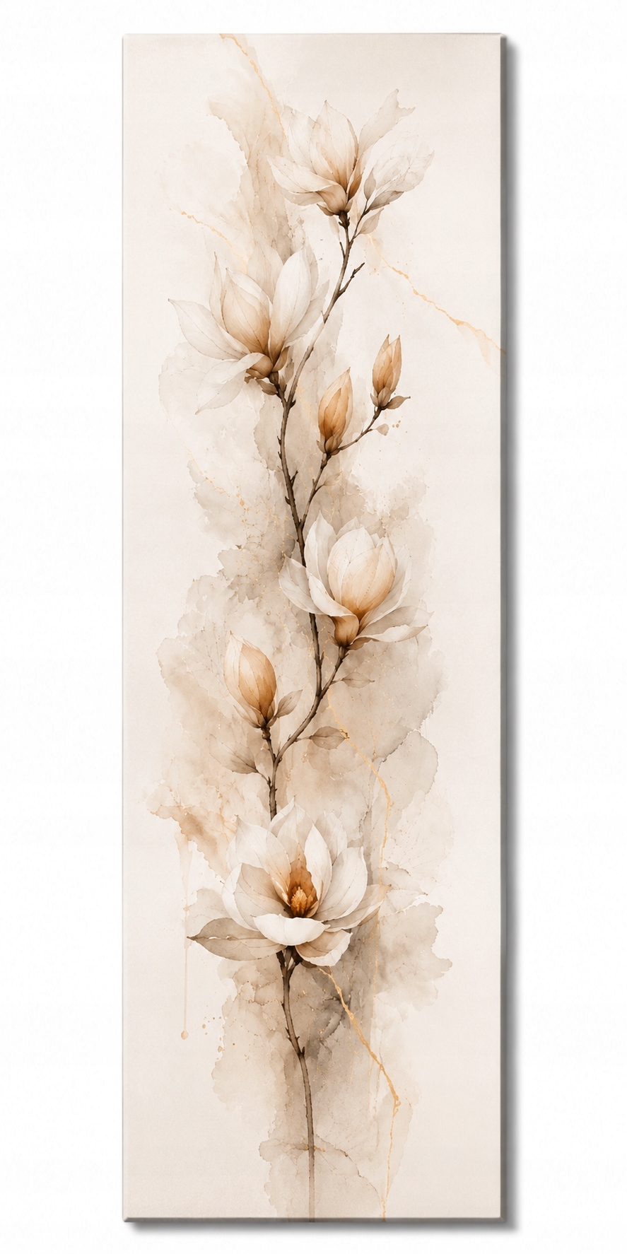 Wąski Obraz na ścianę Kwiaty Magnolie Beż Ecru Dekoracja do sypialni 40x120