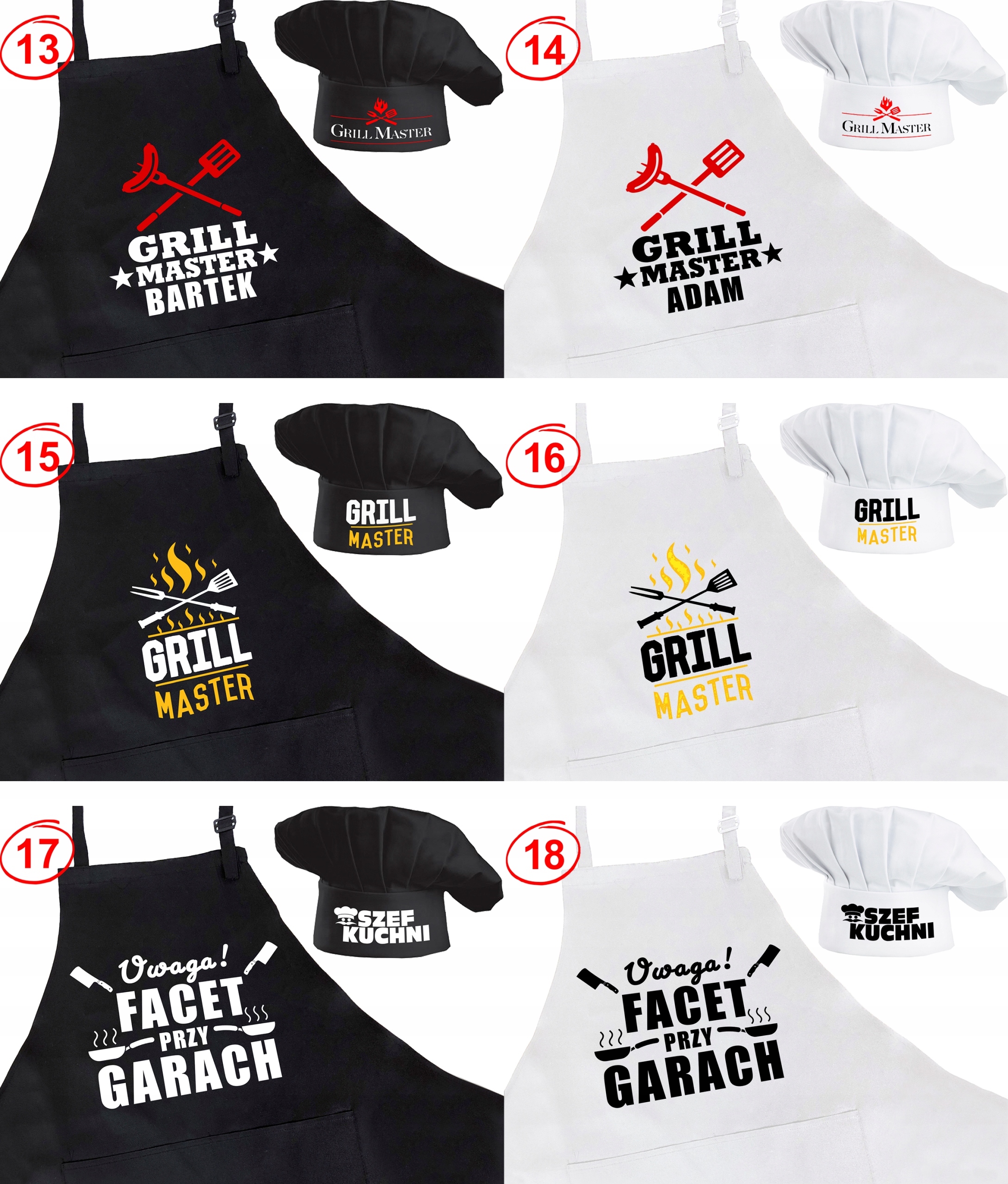 ZESTAW KUCHENNY FARTUCH + CZAPKA Z NADRUKIEM Kod producenta brak