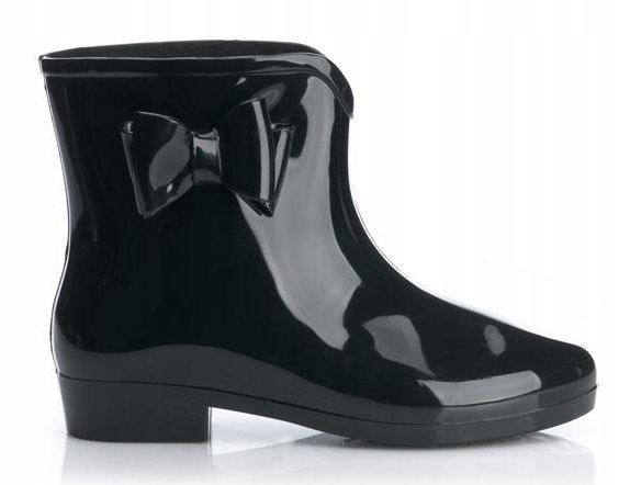 5863 KRÓTKIE CZARNE KALOSZE GUMOWE KOKARDA 37