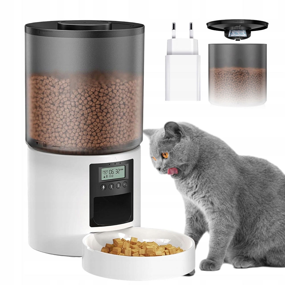 Levně Elektronické Krmítko 4 L Programovatelné S LCD Displejem