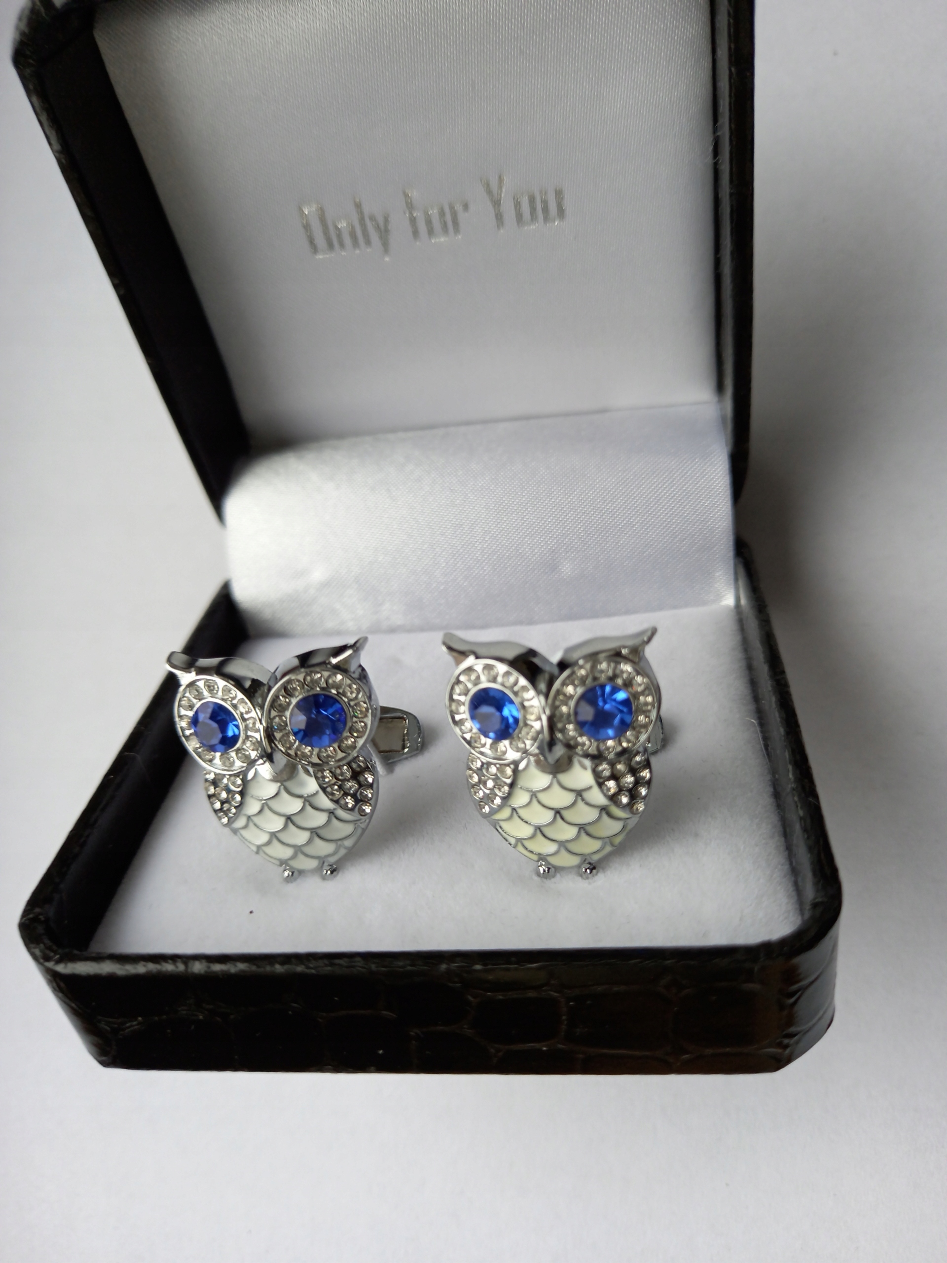 Stříbrné manžetové knoflíčky na košili Pták Sova